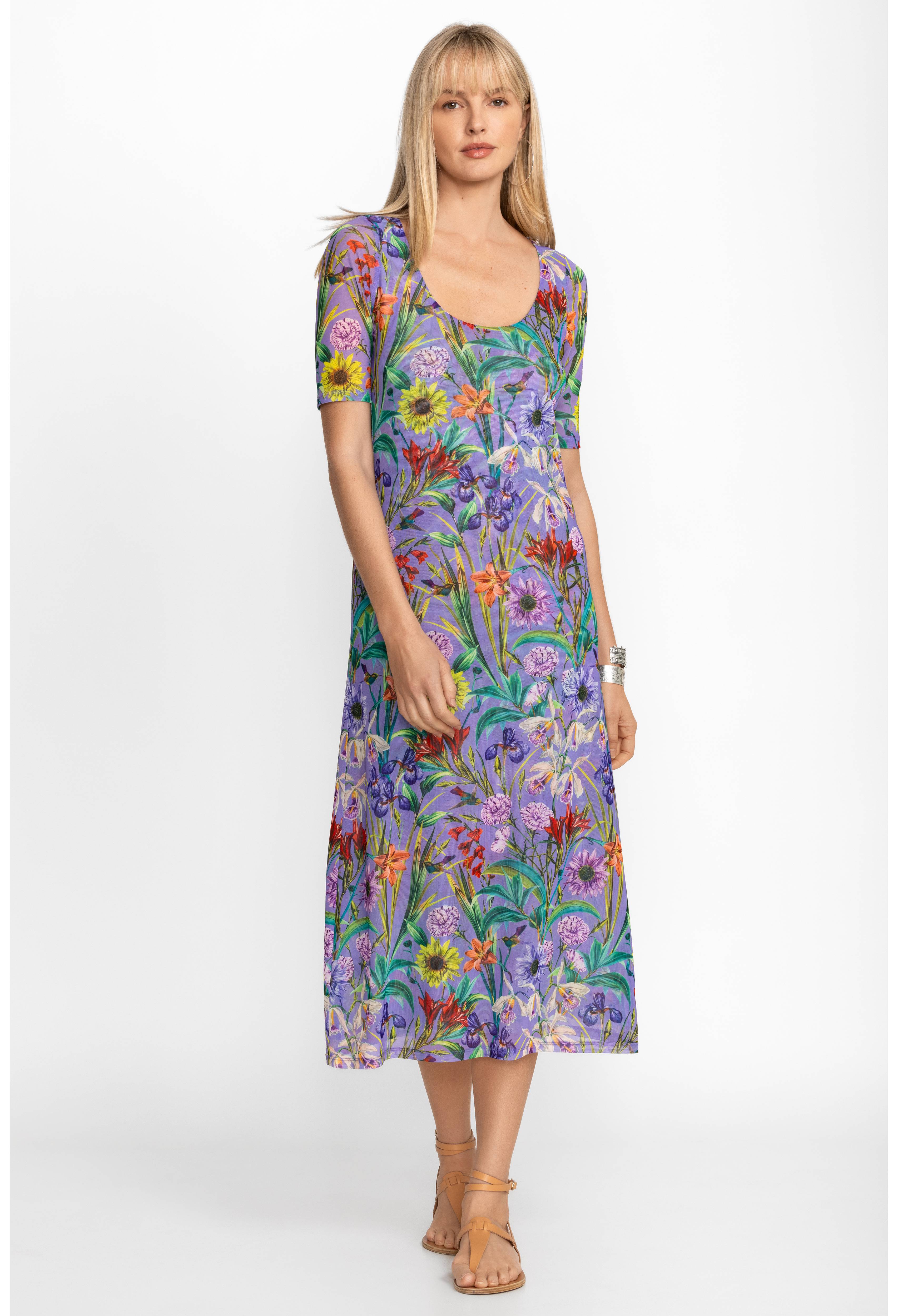 NEW! JOHNNY WAS DAPHNE MESH PRINT MIDI DRESS SIZE SMALL