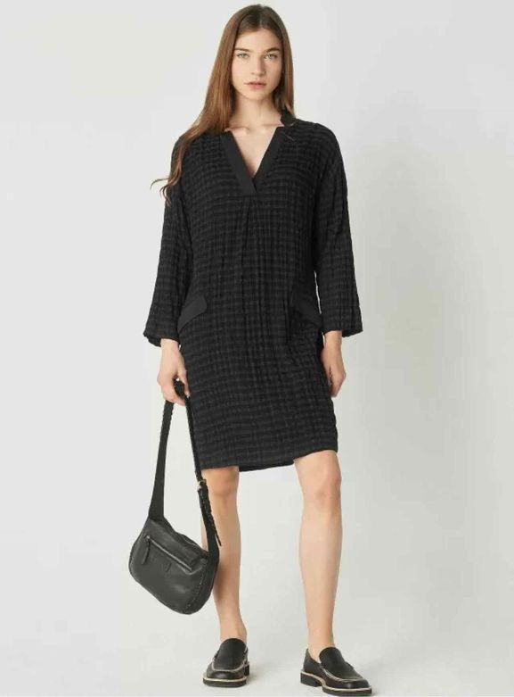 COTELAC VISCOSE/COTTON BLEND CHECKERED VNECK DRESS SIZE: 0