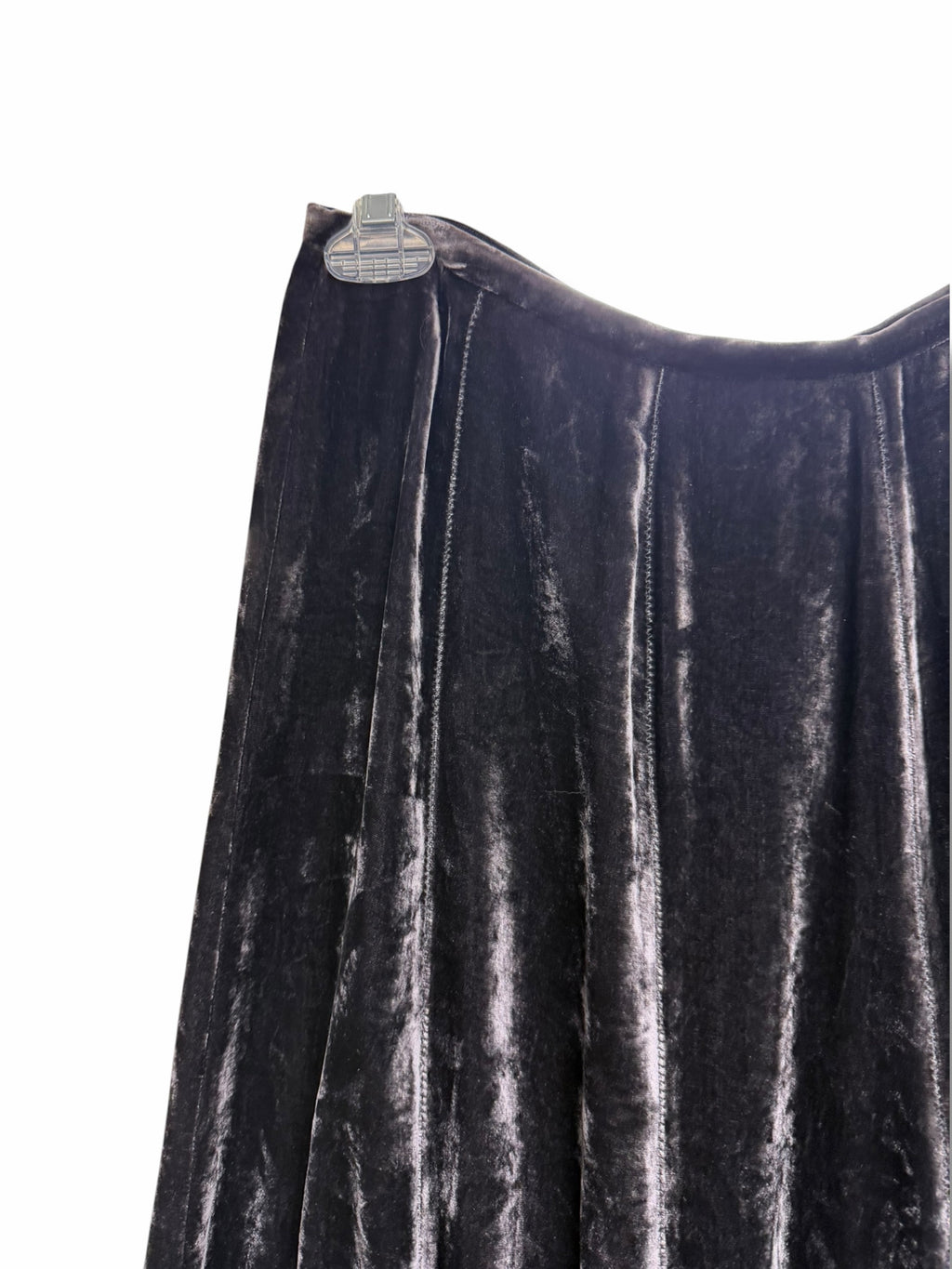 NWT GERARD DAREL CRUSHED VELVET SILK LINED BEADED GRAY MIDI SKIRT SIZE 38 US XS
