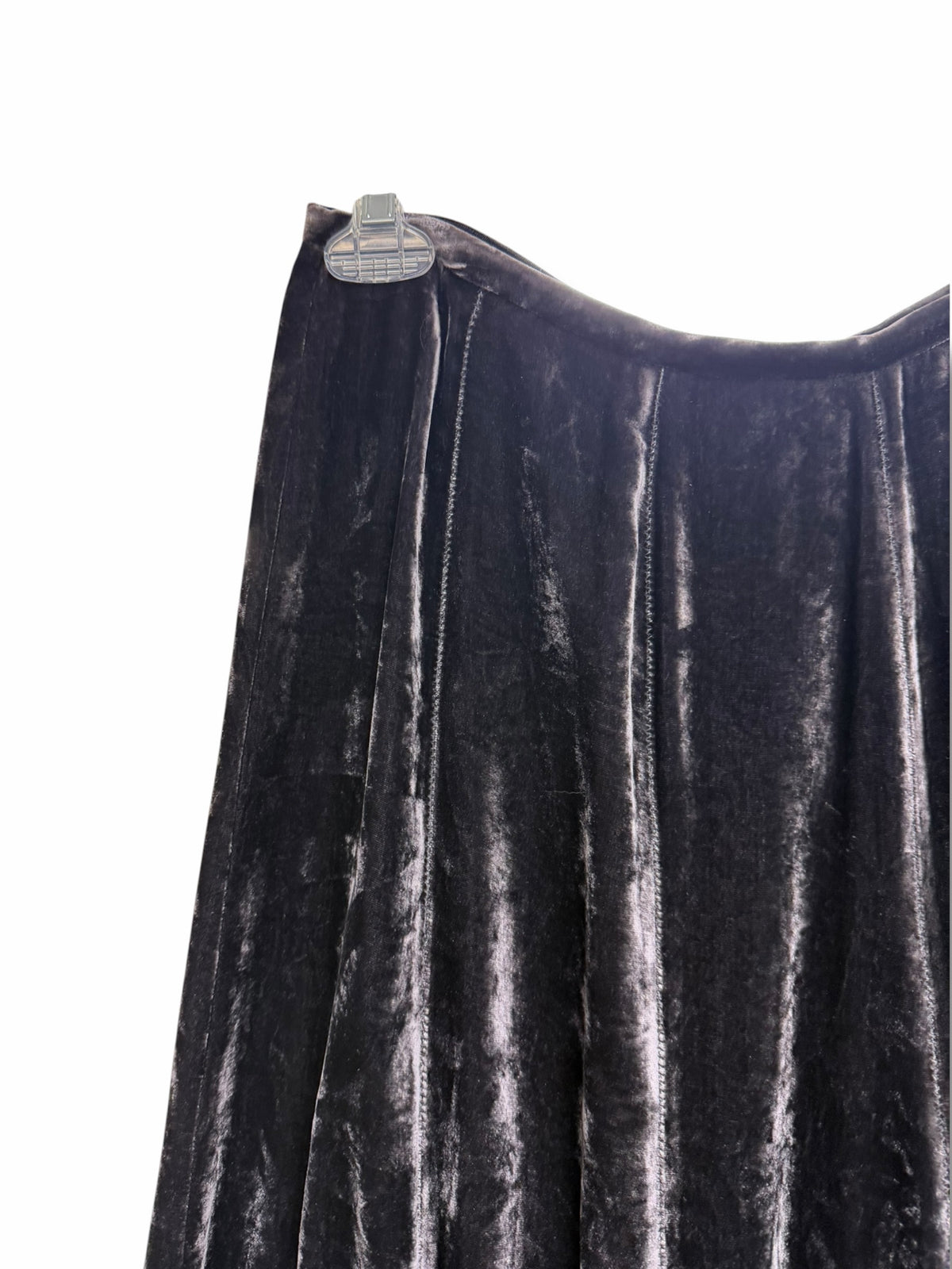 NWT GERARD DAREL CRUSHED VELVET SILK LINED BEADED GRAY MIDI SKIRT SIZE 38 US XS