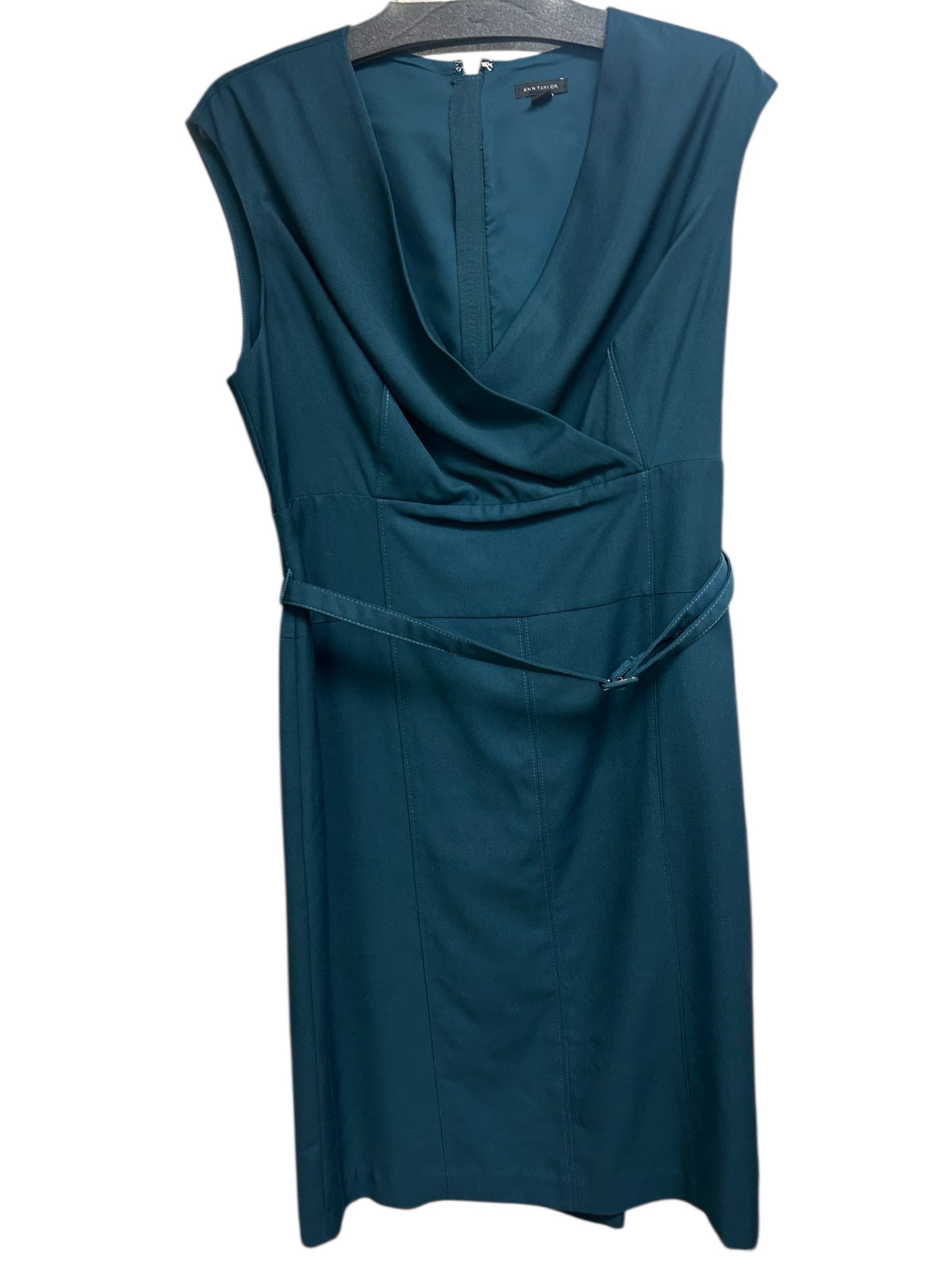 ANN TAYLOR SHEATH BELTED SUIT DRESS & BLAZER SET IN OMINOUS TEAL SIZE 12