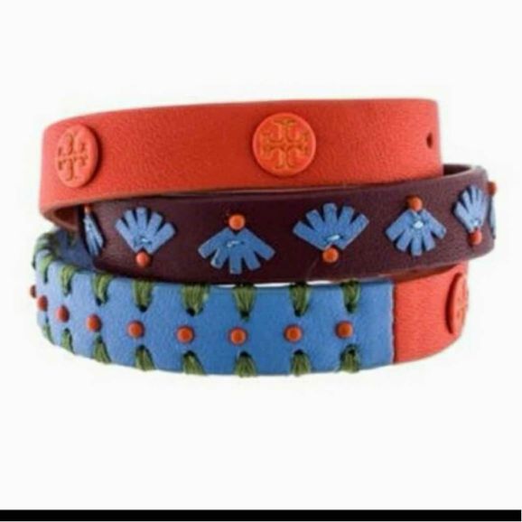 TORY BURCH EMBROIDERED DOUBLE WRAP BRACELET