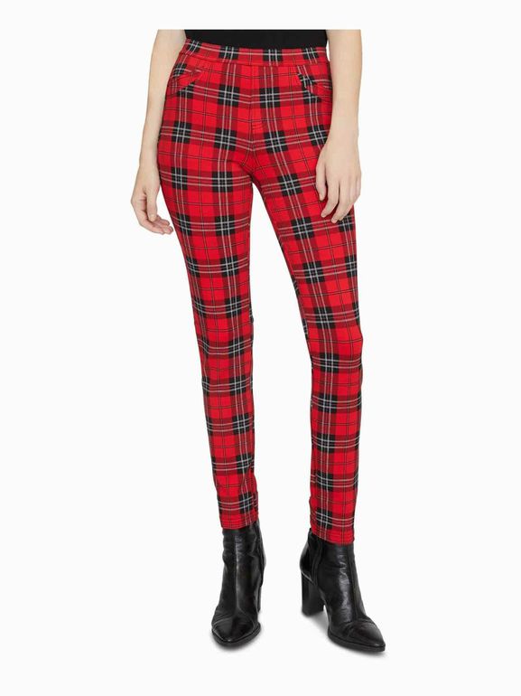 SANCTUARY GREASE RED PLAID LEGGING PANT SIZE: S