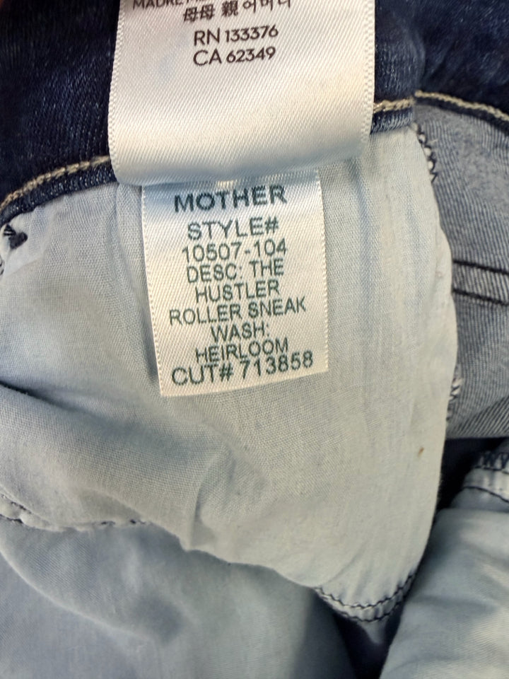 MOTHER JEANS HUSTLER ROLLER SNEAK FLARE LEG HEIRLOOM WASH SIZE 26