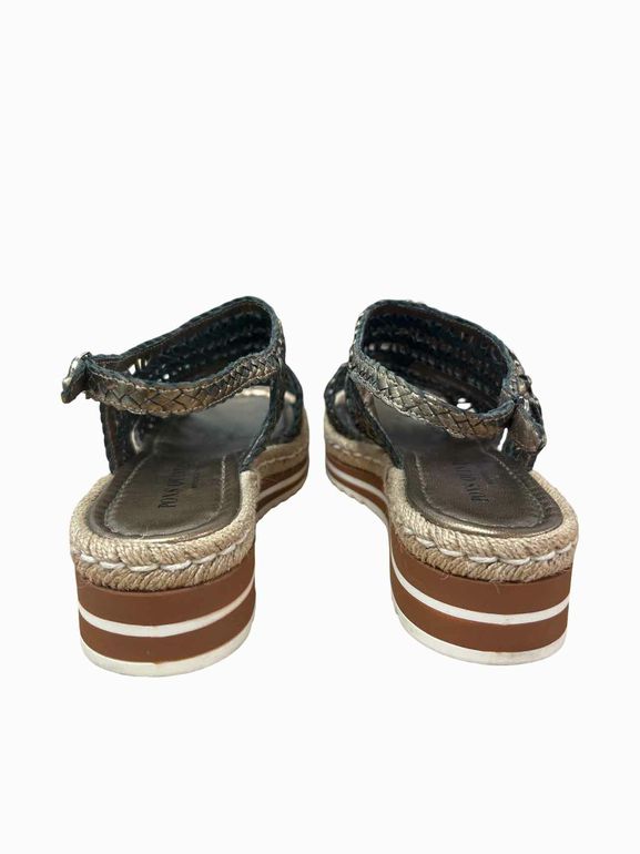 PONS QUINTANA OASSI WOVEN METALLIC SLING BACK SANDAL SIZE: 40