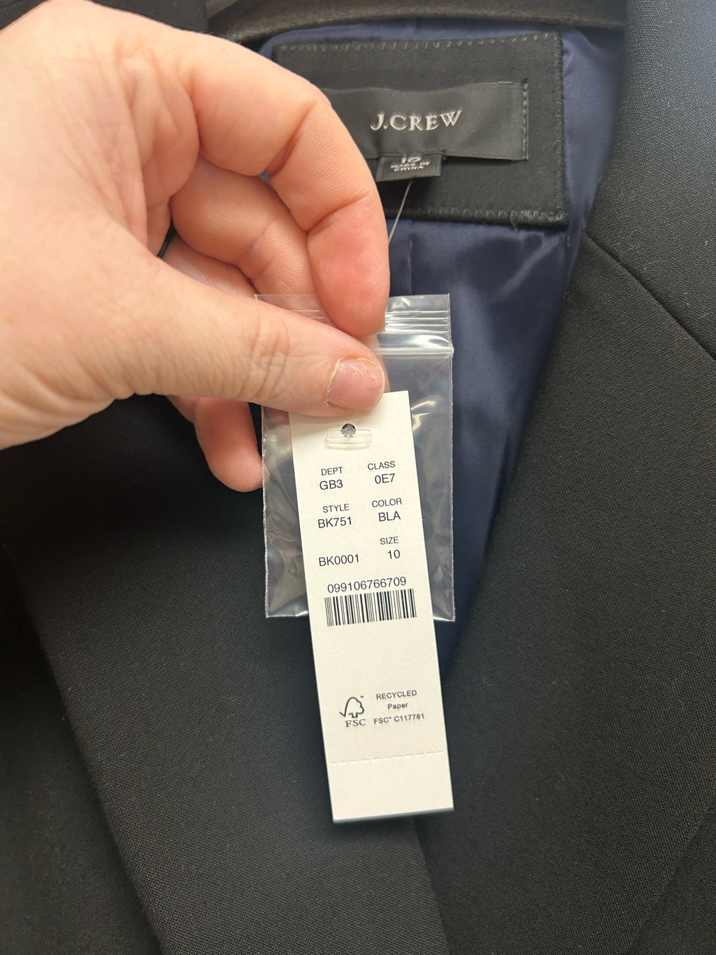 NWT J.CREW CROPPED DOUBLE BREASTED BLAZER IN FOUR SEASON STRETCH BLACK SIZE 10