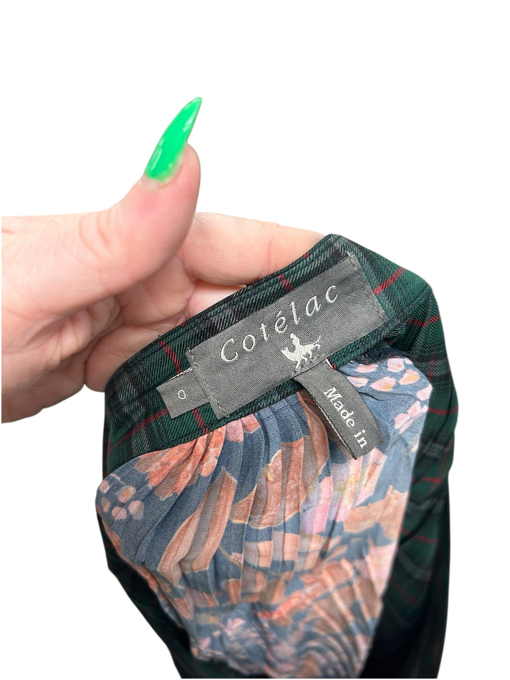 COTELAC MULTI PRINT PLEATED SATIN SKIRT SIZE 0 US X SMALL