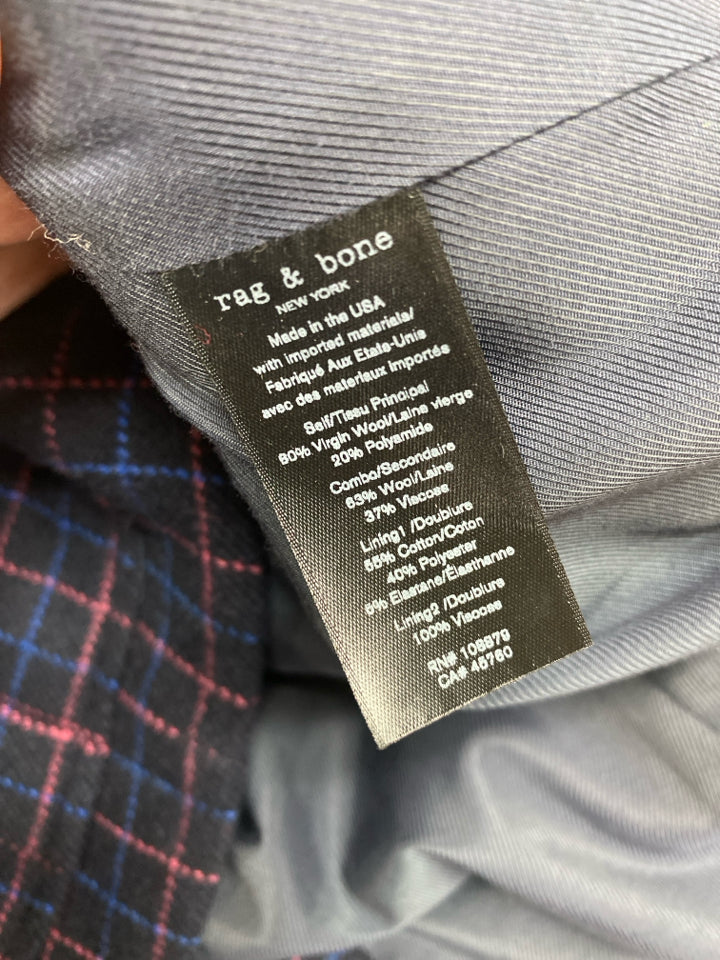 RAG & BONE NANCY WOOL BLEND CHECK BLAZER SIZE 6