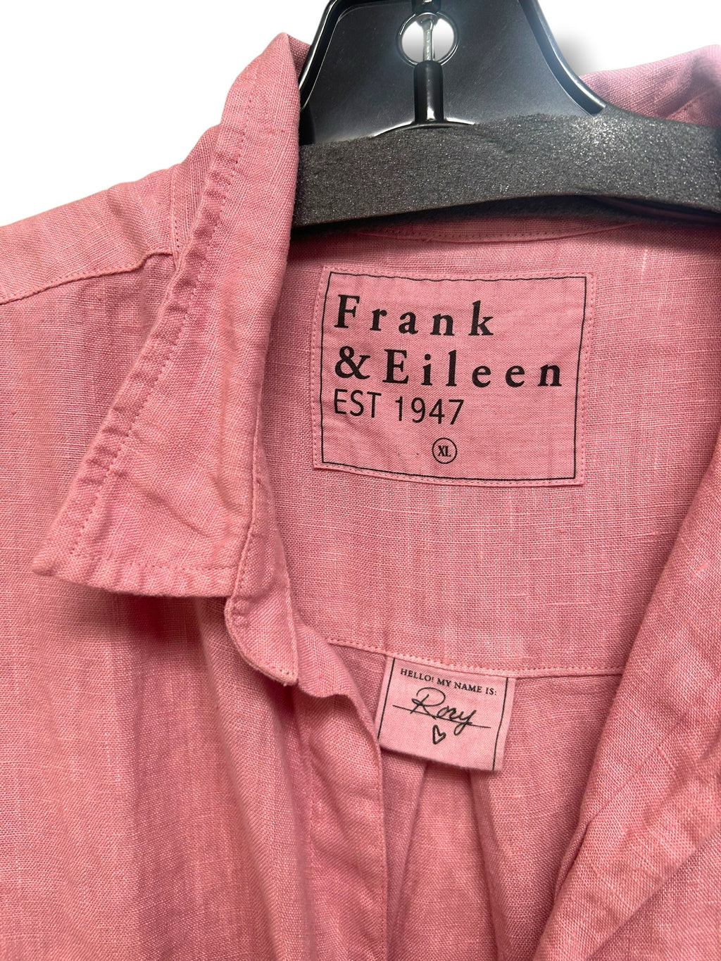 FRANK & EILEEN RORY LINEN PINK MAXI LONG SLEEVE SHIRTDRESS SIZE XL