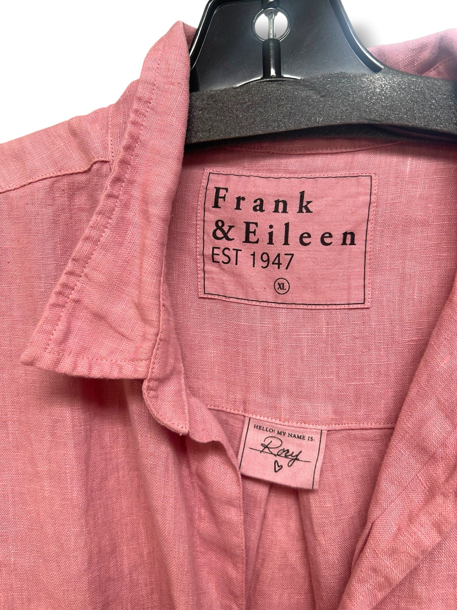 FRANK & EILEEN RORY LINEN PINK MAXI LONG SLEEVE SHIRTDRESS SIZE XL