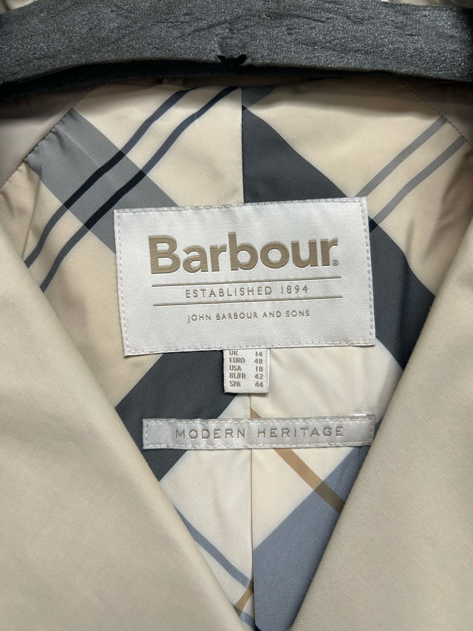 BARBOUR MAISY SHOWERPROOF DOUBLE BREASTED JACKET TAN KHAKI SIZE US 10 - WEARHOUSE  CONSIGNMENT