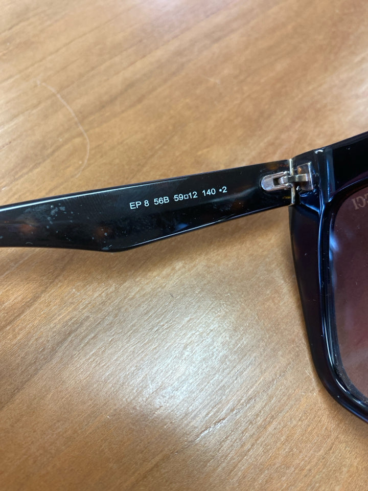 EMILIO PUCCI EP 08 SQUARE FLAT TOP DARK BROWN/BLUES SUNGLASSES