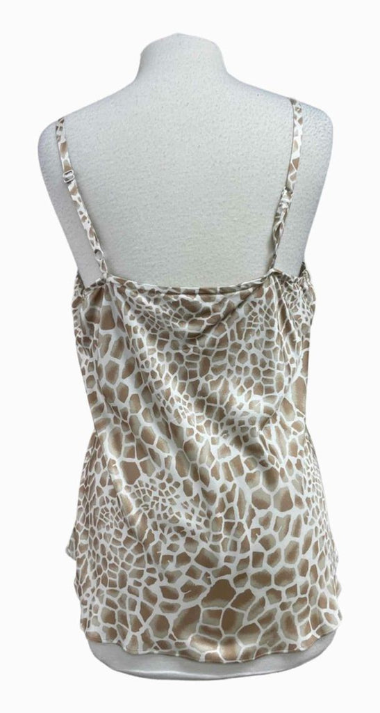 HALE BOB LACE TRIM SILK BLEND SATIN CAMI GIRAFFE TOP SIZE L