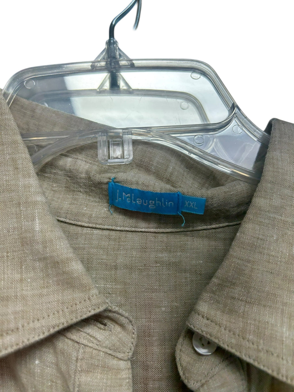 JMCLAUGHLIN BRITT 100% LINEN BUTTON DOWN TAN LIGHTWEIGHT SHIRT SIZE XXL