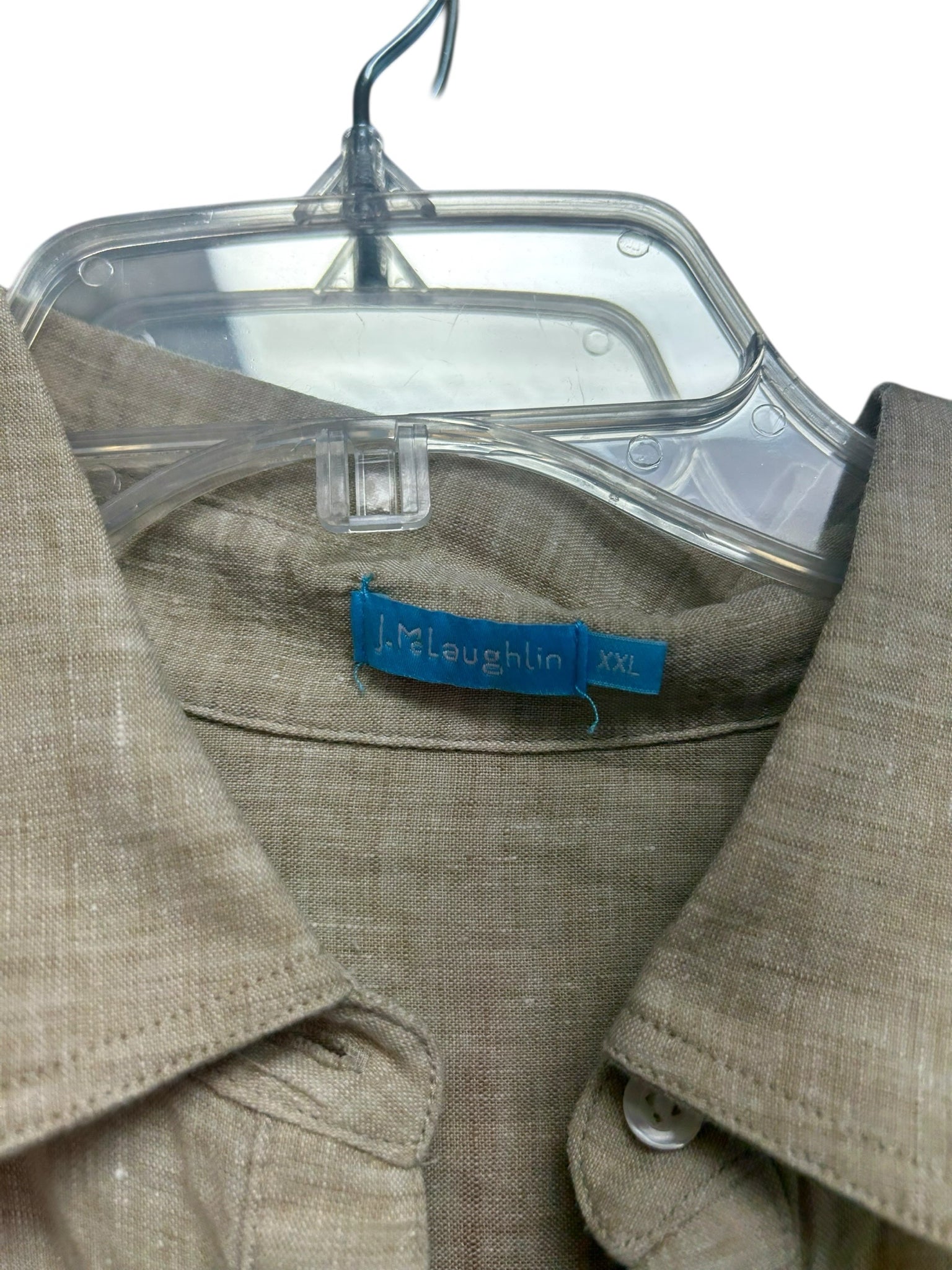 JMCLAUGHLIN BRITT 100% LINEN BUTTON DOWN TAN LIGHTWEIGHT SHIRT SIZE XXL