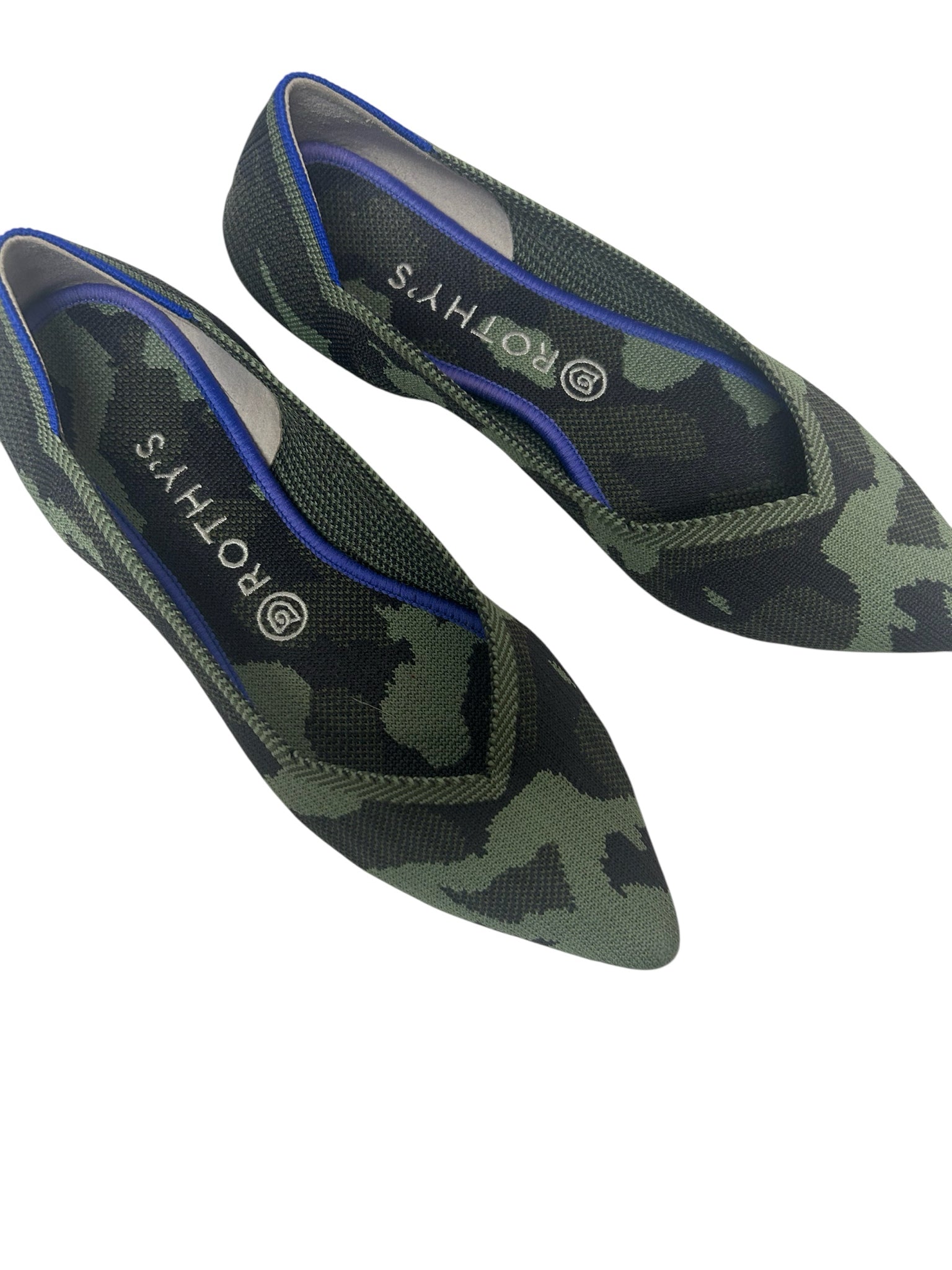 ROTHY'S  THE POINT CAMO KNIT FLAT GREEN W BOX SIZE 9.5