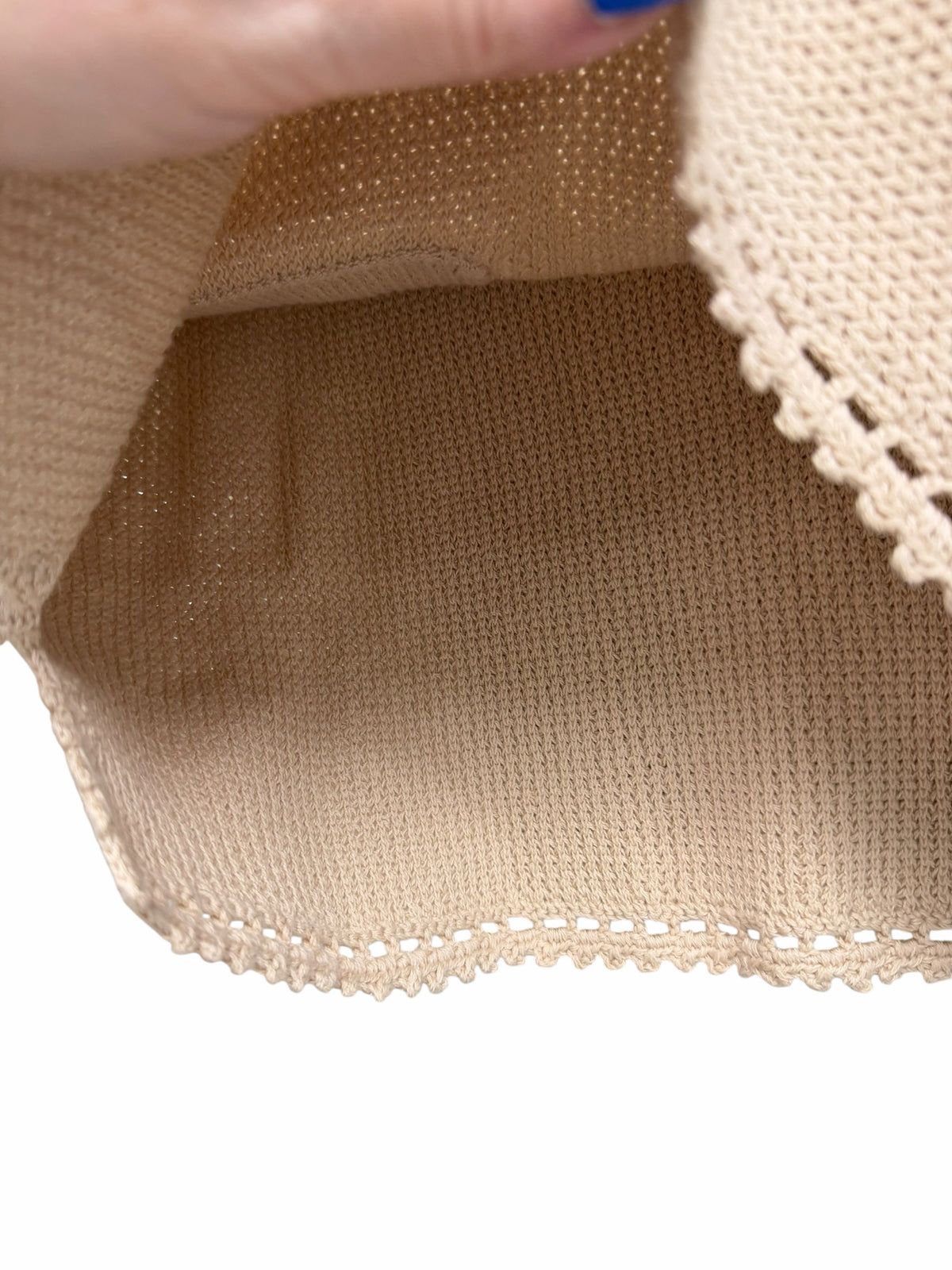 NWT J.CREW TAN SWEATER MINI KNIT SKIRT WITH CROCHET TRIM SIZE SMALL