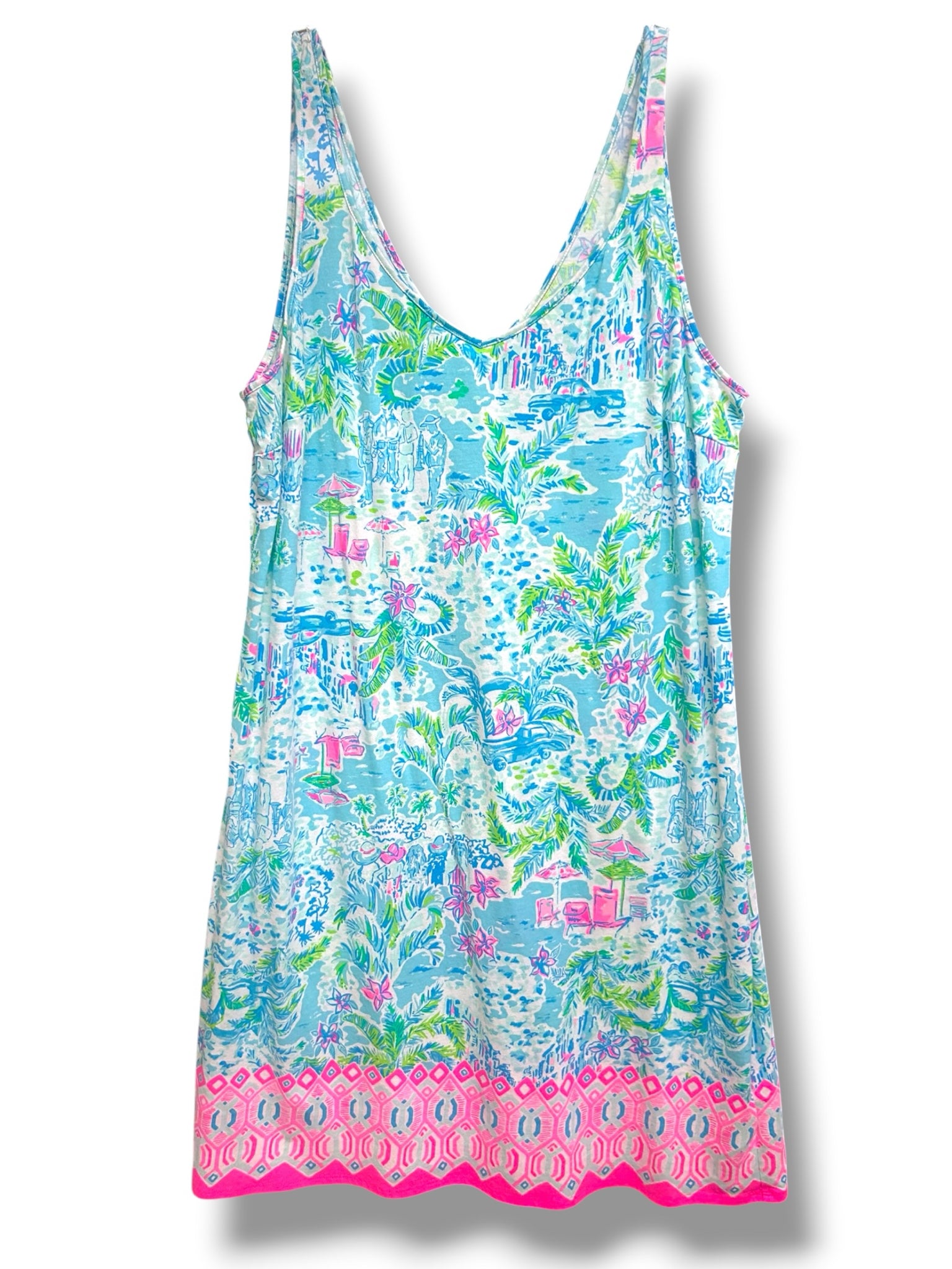 LILLY PULITZER ADRIANNA SLEEVELESS PINK/SEAFOAM V NECK MINI DRESS SIZE XL