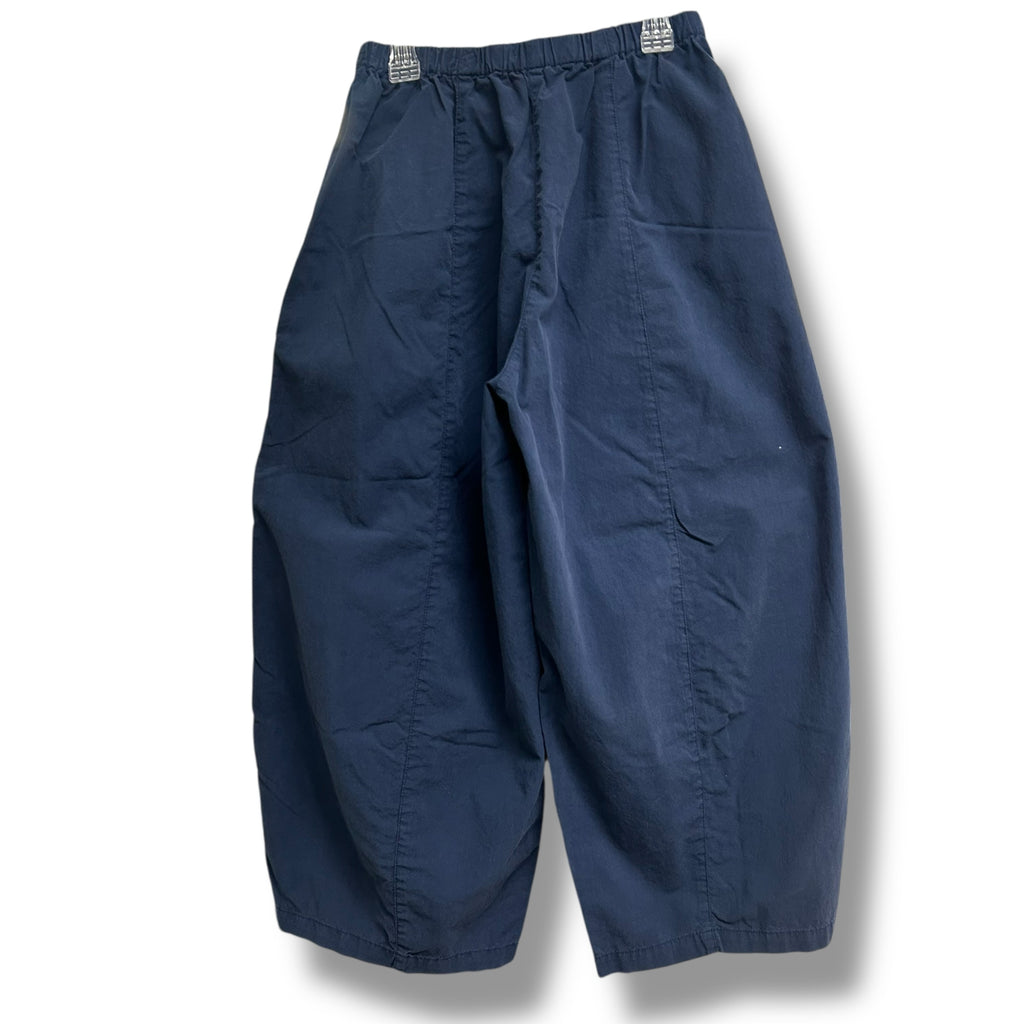 ELEVEN STITCH DESIGN NAVY BLUE CROPPED BARREL BALLOON PANTS SIZE XS