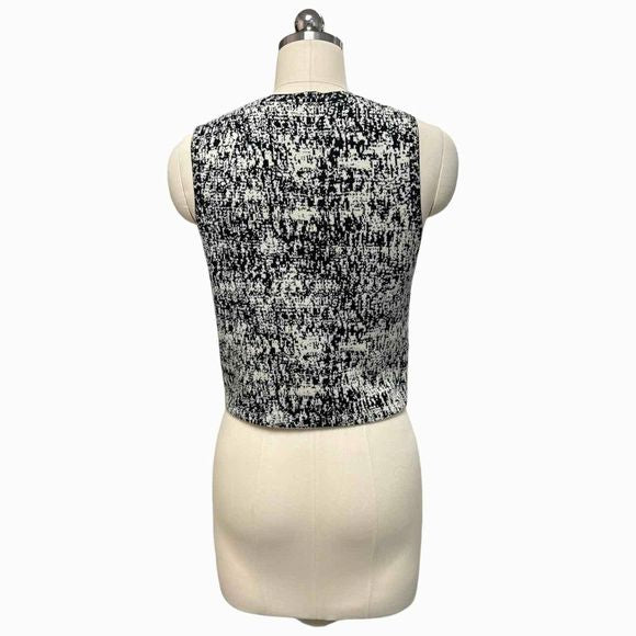 THEORY SLVLS PRINTED SWEATER BLACK/CREAM TOP SIZE S