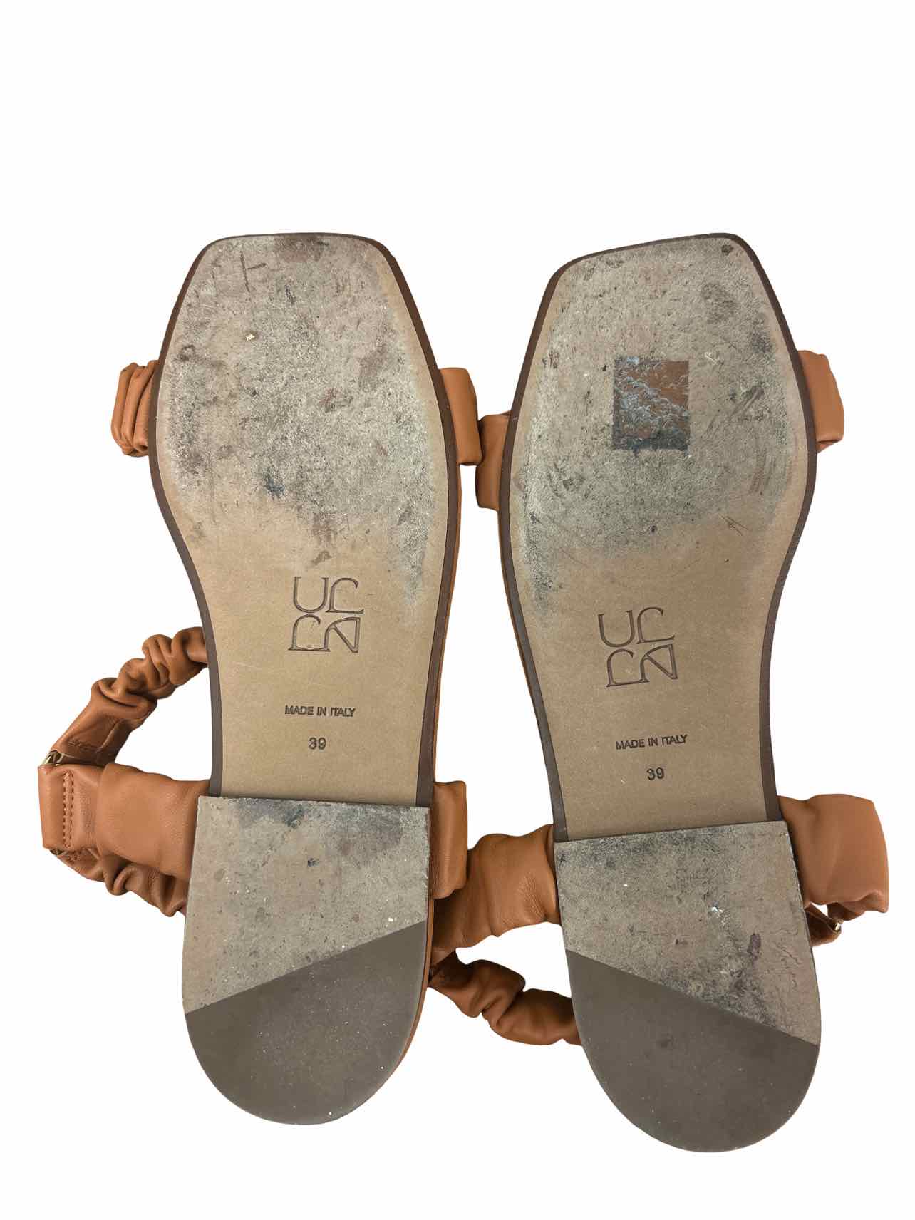 Ulla Johnson ISABELLA RUCHED LEATHER SANDALS SIZE: 39