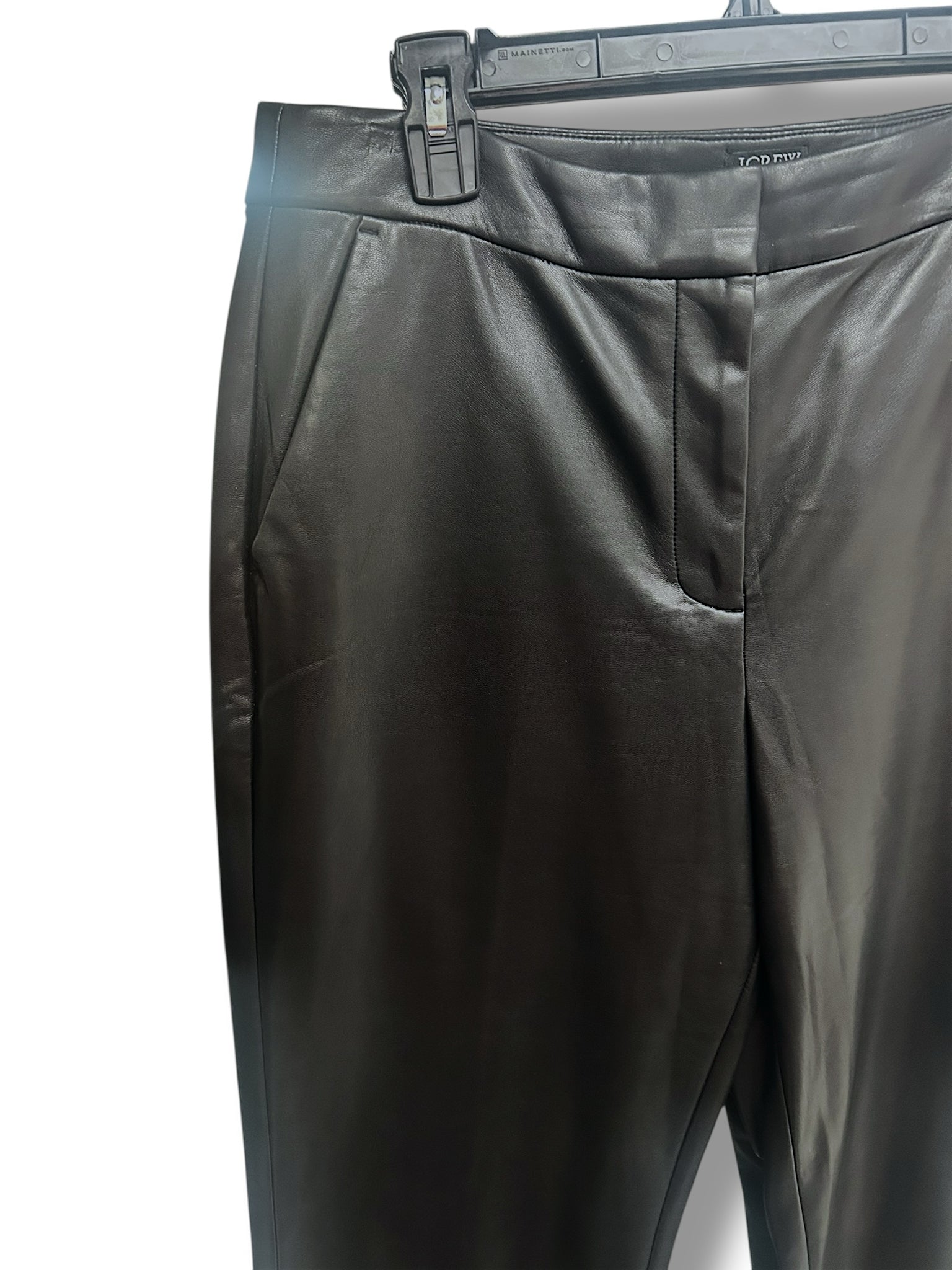 JCREW KATE FAUX LEATHER STRAIGHT LEG BLACK PANTS SIZE 12