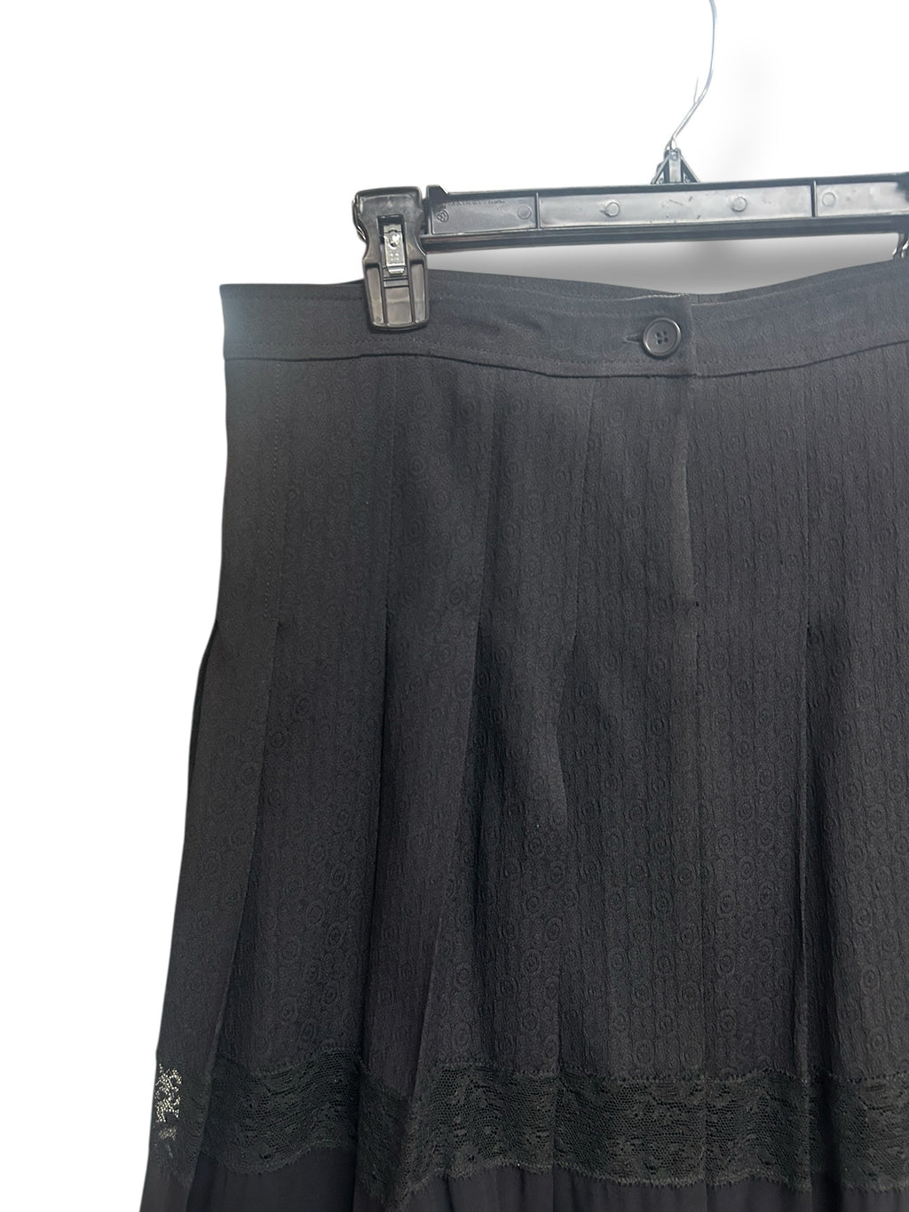 DOLCE & GABBANA BLACK PLEATED LACE MIDI SKIRT SIZE IT 46 US SMALL