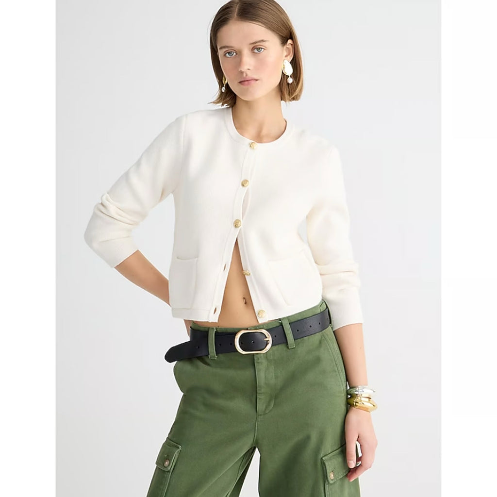 NWT JCREW EMILIE LADY KNIT OFF WHITE SWEATER SIZE LARGE