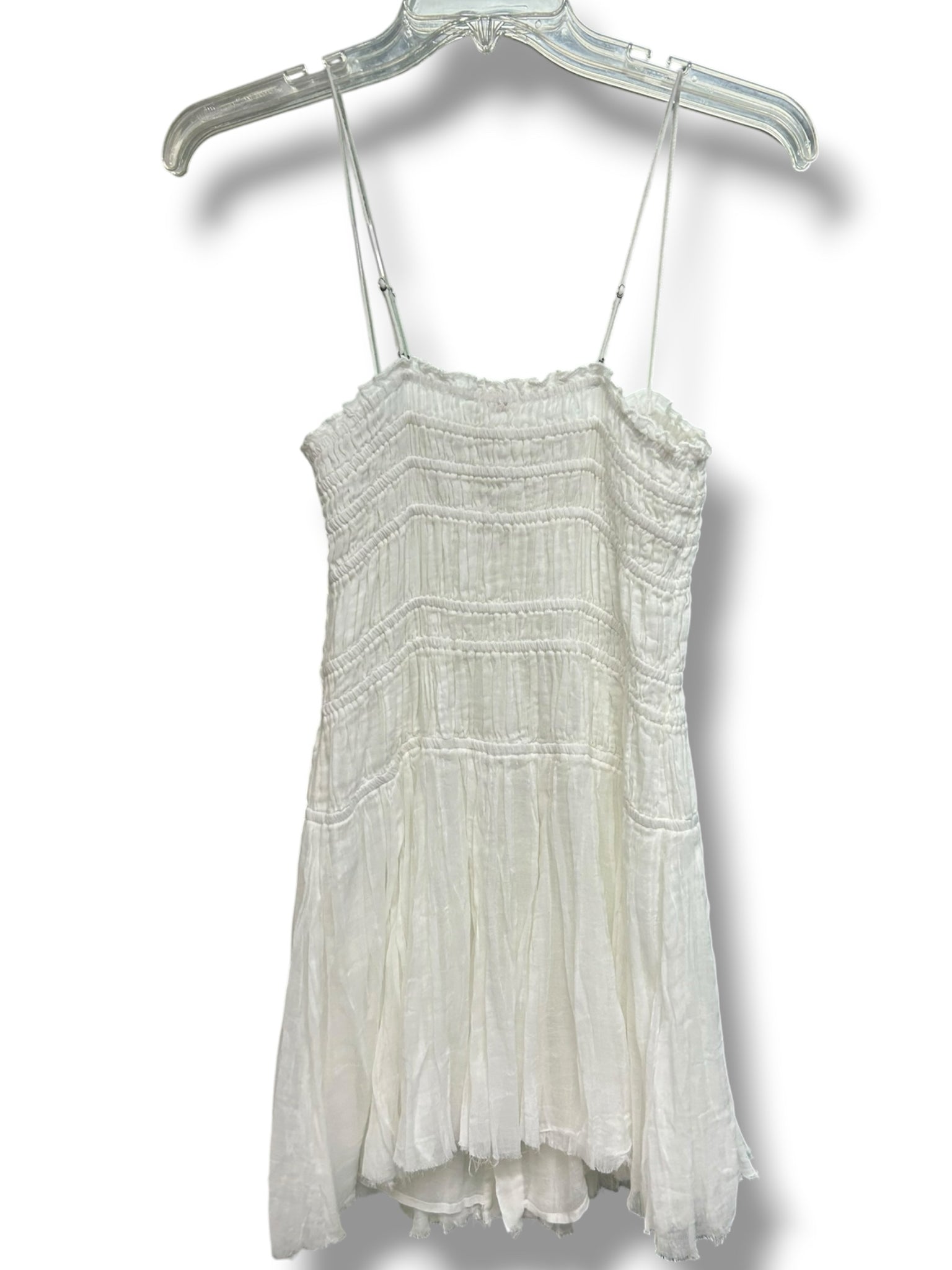 FREE PEOPLE LAUSANNE WHITE COTTON SMOCKED SLIP DRESS SIZE SMALL
