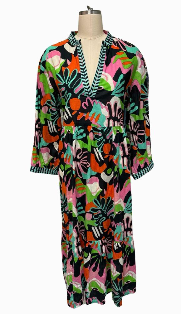 LIZA BYRD MORLEY TROPICAL PRINT MULTI-COLOR DRESS SIZE 2XL