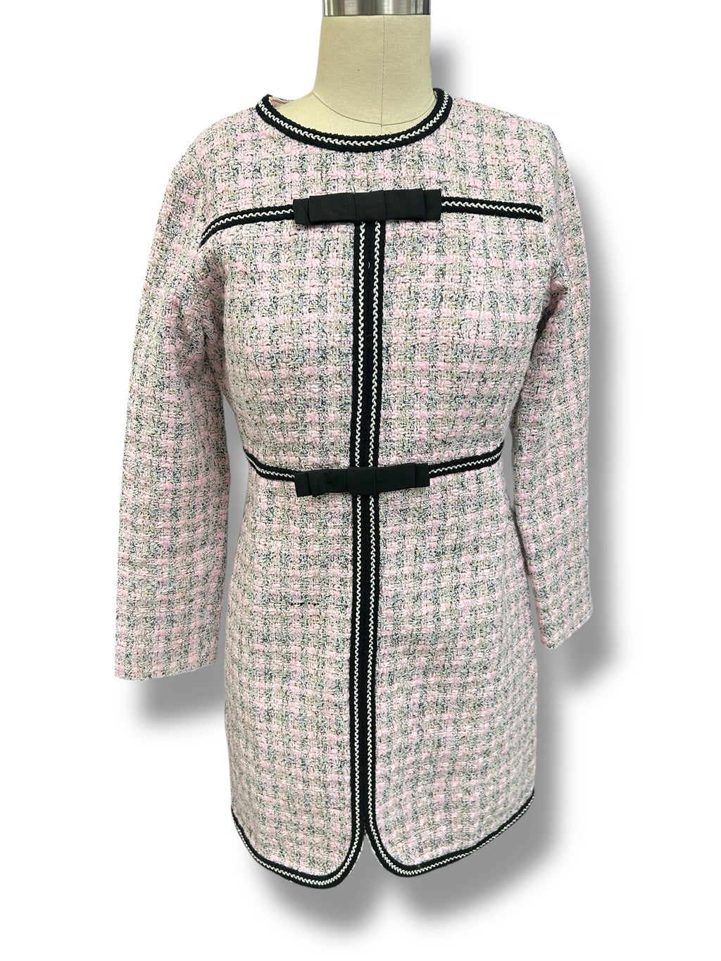 TUCKERNUCK POMANDER PLACE PINK BOW BRIGITTA TWEED DRESS SIZE XS