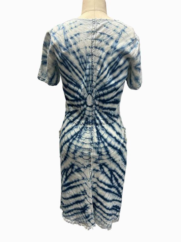 RAQUEL ALLEGRA SPRING 2016 READY TO WEAR TIE WAIST TYE DYE MIDI DRESS SIZE: 1