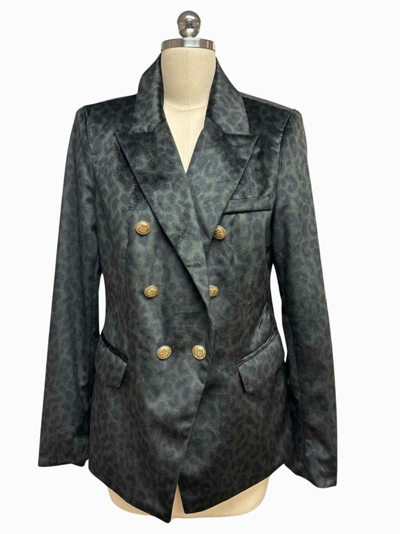 NEW! CHOKLATE PARIS GREEN  LEOPARD BLAZER SIZE 42 US LARGE
