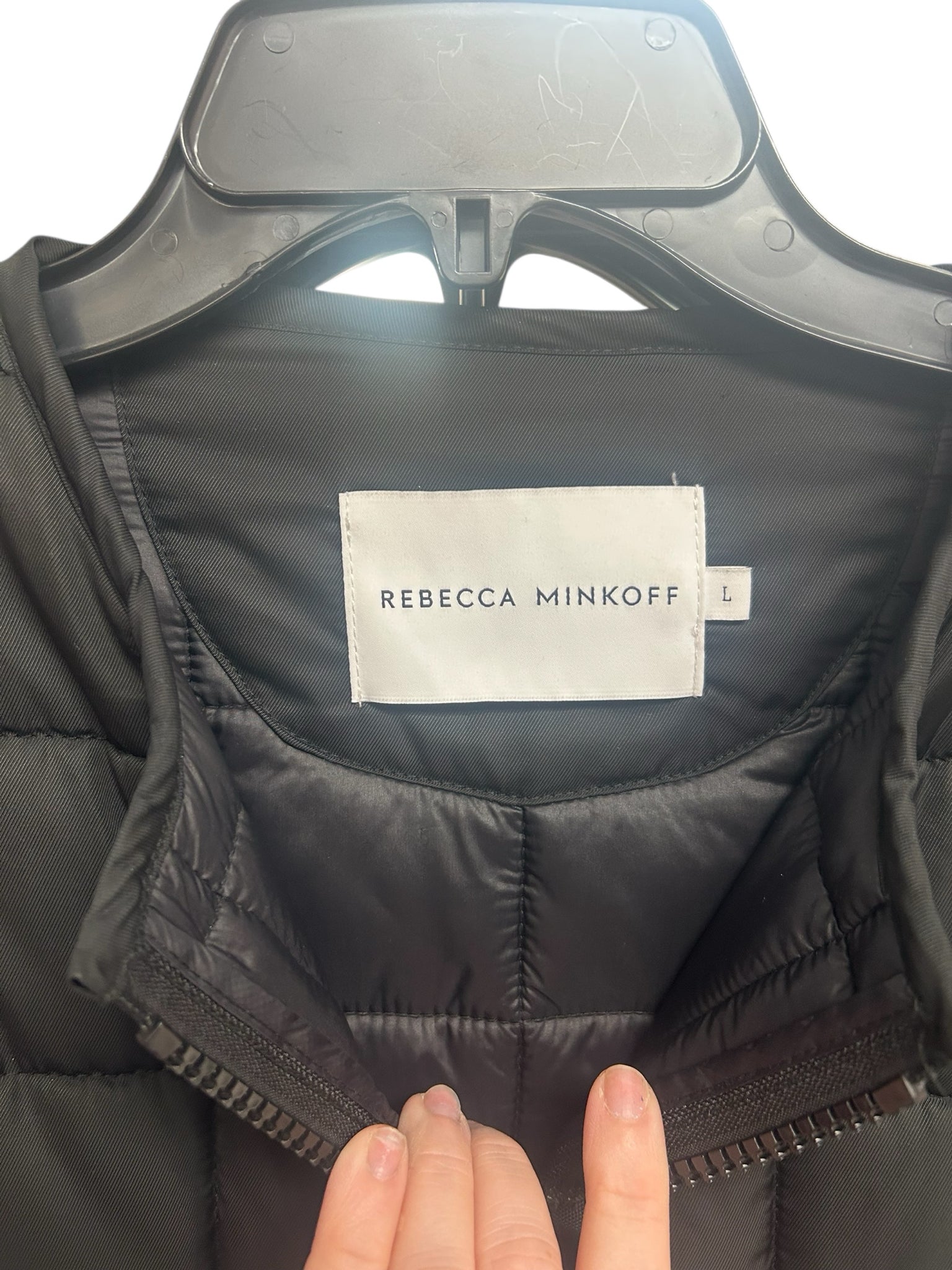 REBECCA MINKOFF BLACK LONG QUILTED PUFFER VEST SIZE LARGE