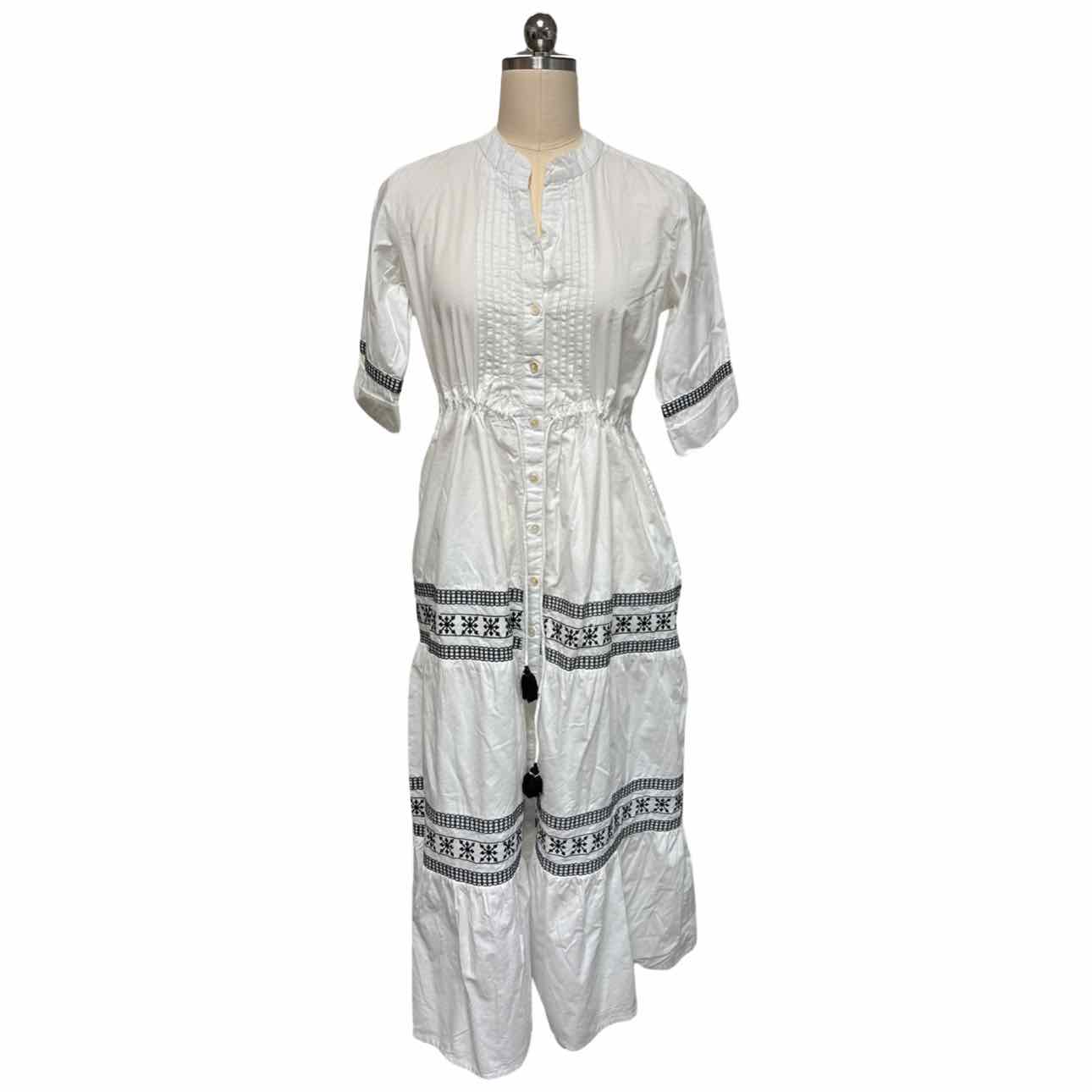 charlotte kellogg STELLA EMBROIDERED BUTTON UP WHITE DRESS SIZE XS/S
