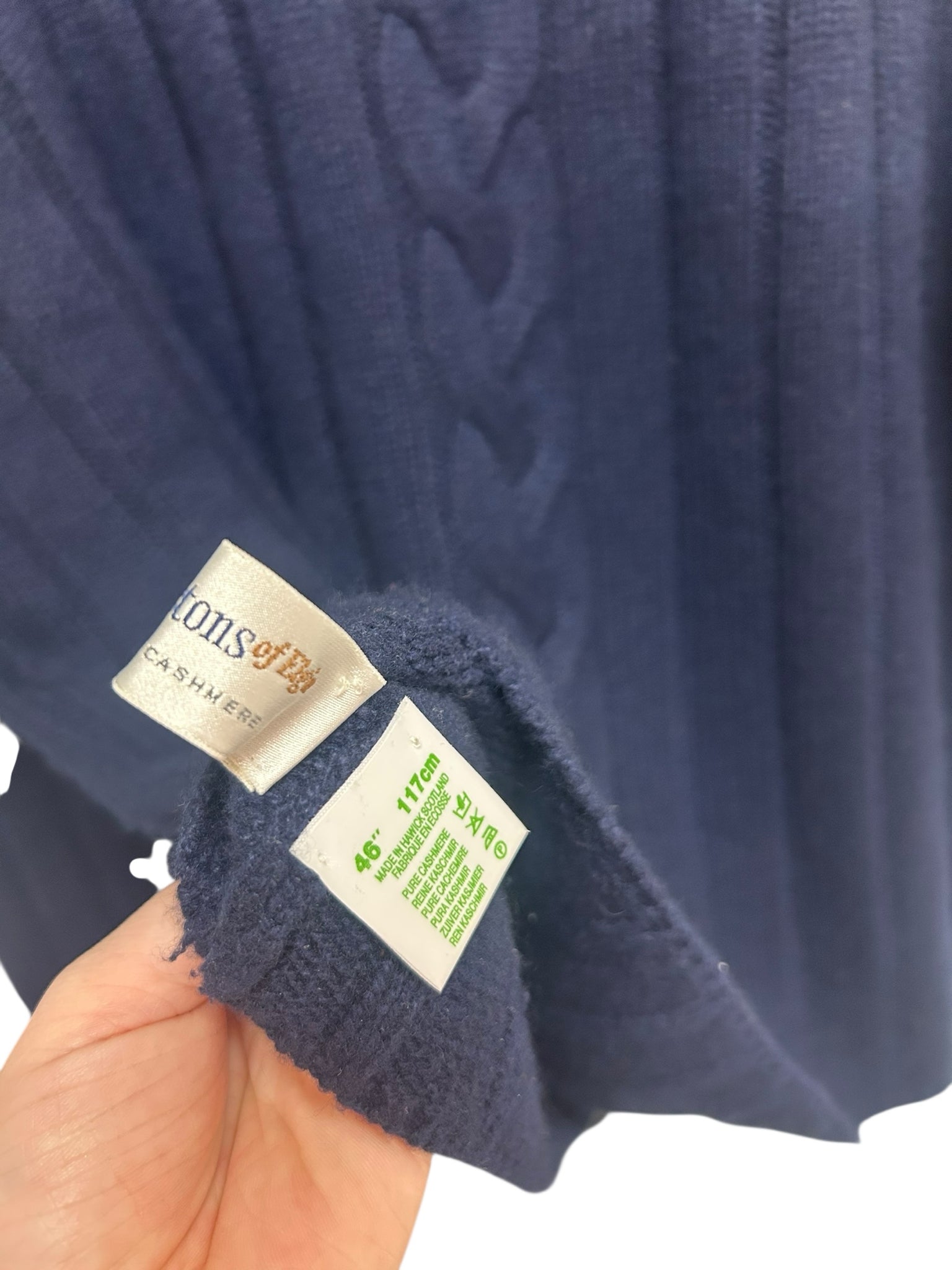 JOHNSTONS OF ELGIN 100% CASHMERE CABLE KNIT TURTLENECK NAVY  SWEATER SIZE XXL
