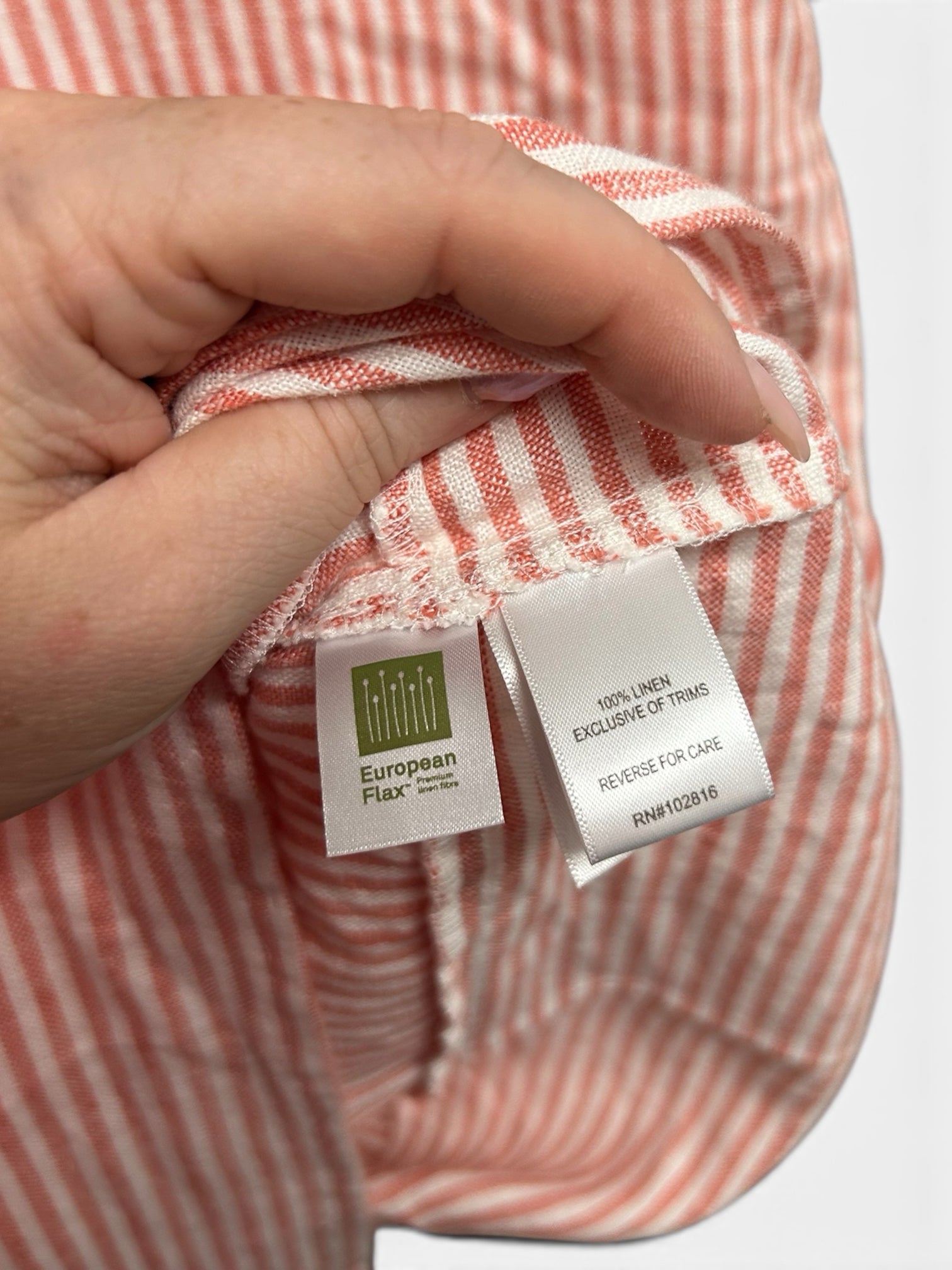 NWT GARNET HILL RELAXED POPOVER LINEN STRIPE RED WHITE SHIRT DRESS SIZE LARGE