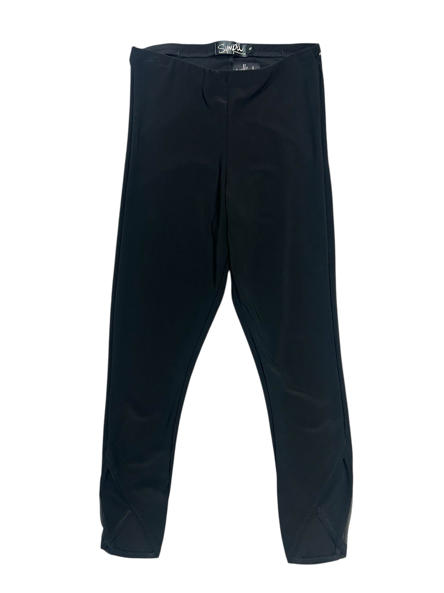 SYMPLI BLACK MESH INSET CROPPED SKINNY PANTS SIZE 6