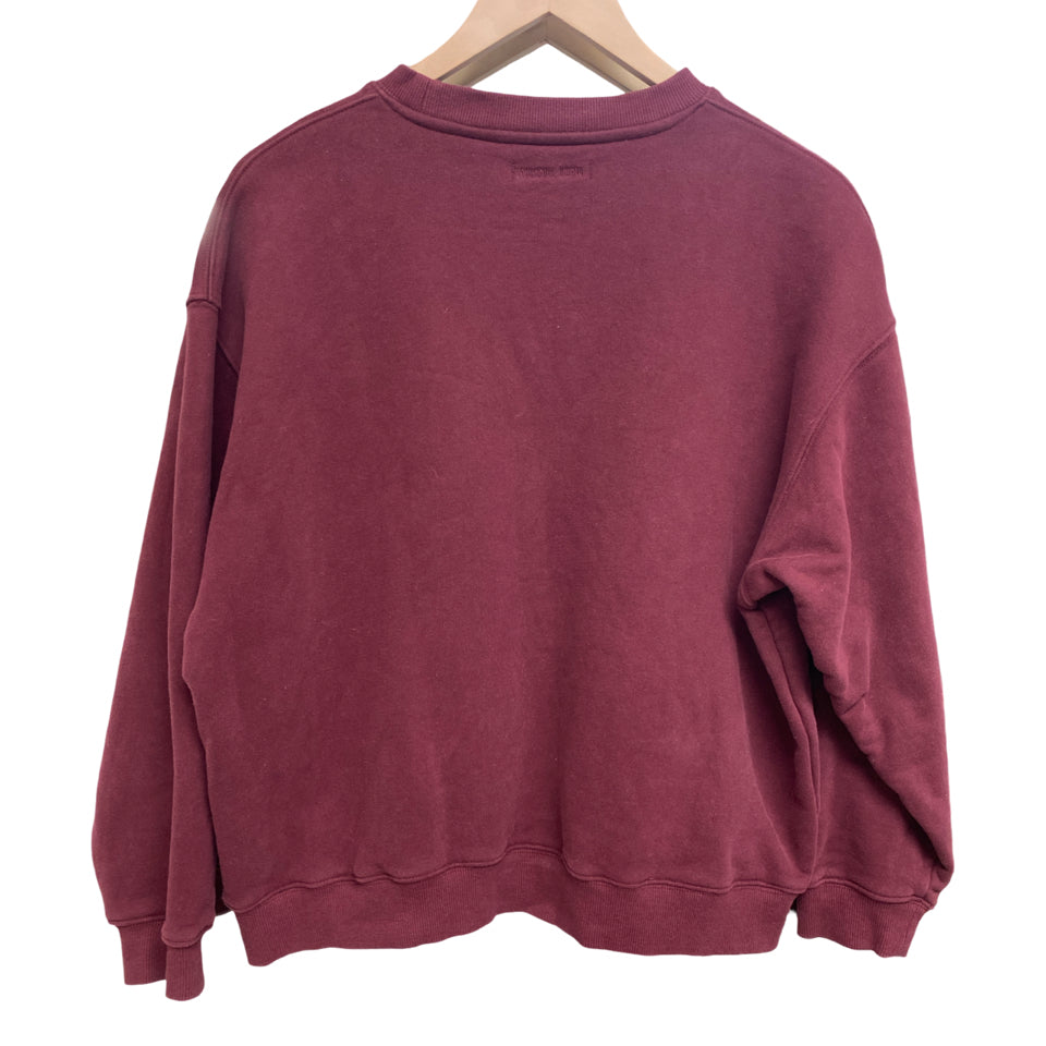 ANINE BING MILES LETTERMAN OVERSIZED SWEATSHIRT BURGUNDY SIZE L