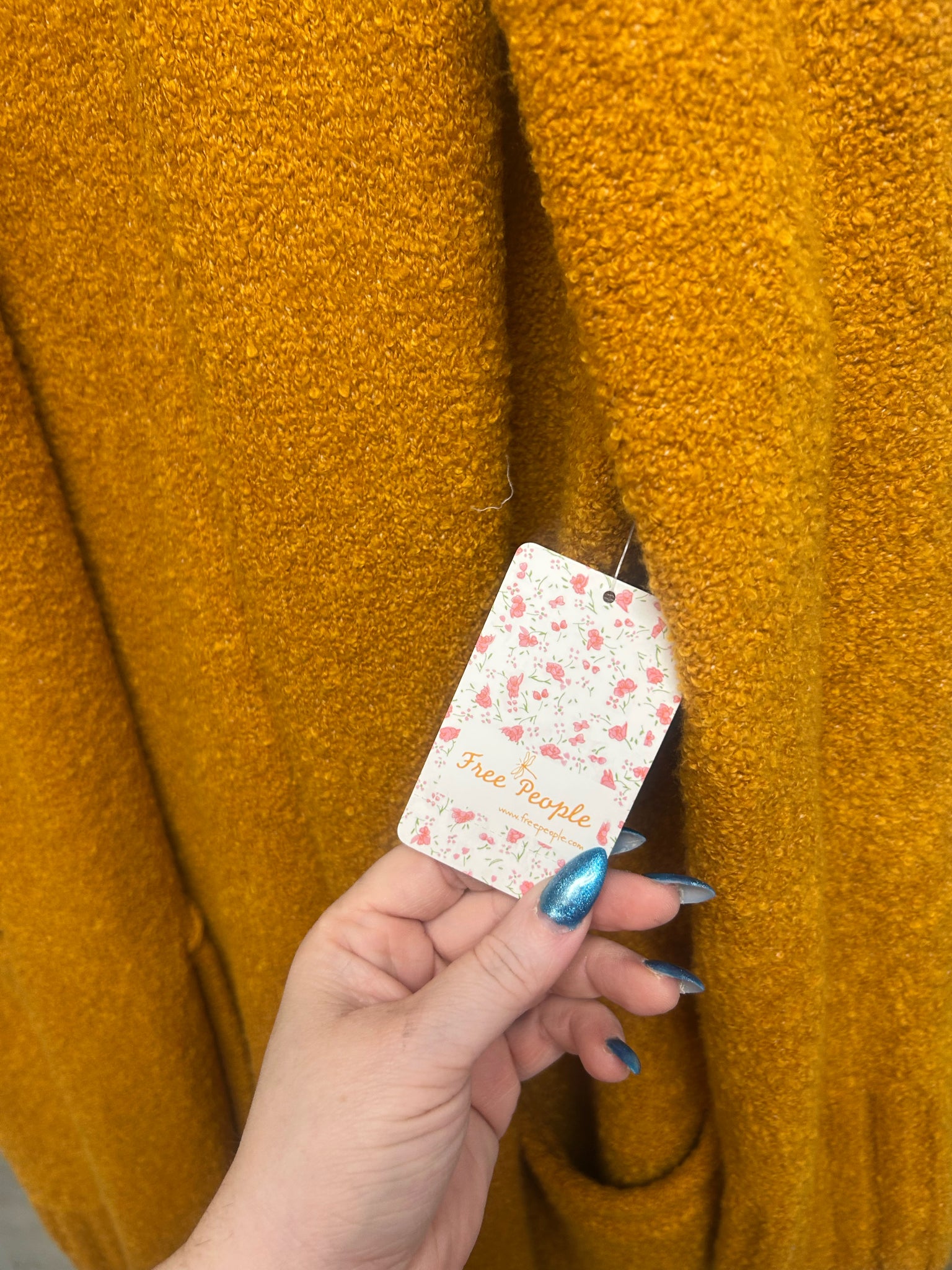 NWT FREE PEOPLE SNOW ANGEL DUSTER CARDI GOLDENROD HOODED SIZE SMALL