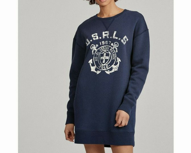 RALPH LAUREN POLO RESCUE PATROL NAUTICAL SWEATSHIRT DRESS SIZE: XS