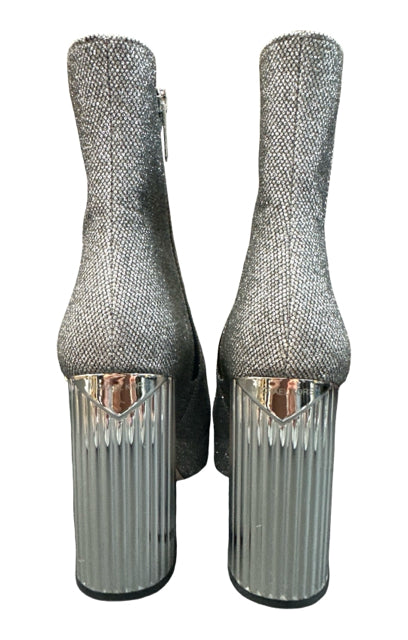 MICHAEL KORS PORTER SILVER GLITTER PLATFORM BOOT 8