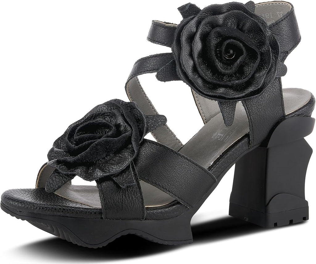 L'ARTISTE SPRING STEP L'ARTISTE SHELLY FLORAL LEATHER PLATFORM HEEL SIZE: 39