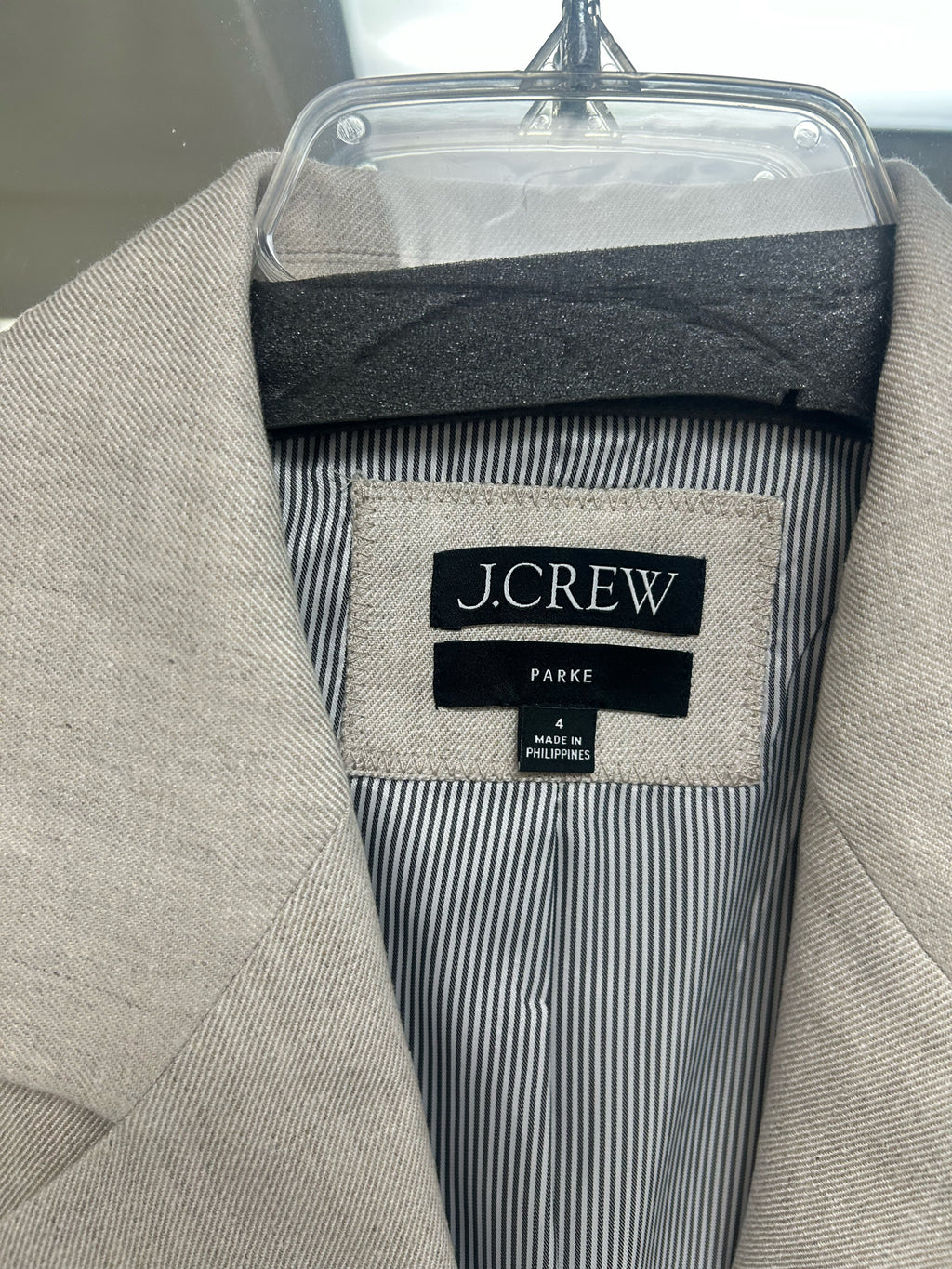 JCREW PARKE LINEN BLEND ECRU STRETCH SINGLE BUTTON BLAZER SIZE 4