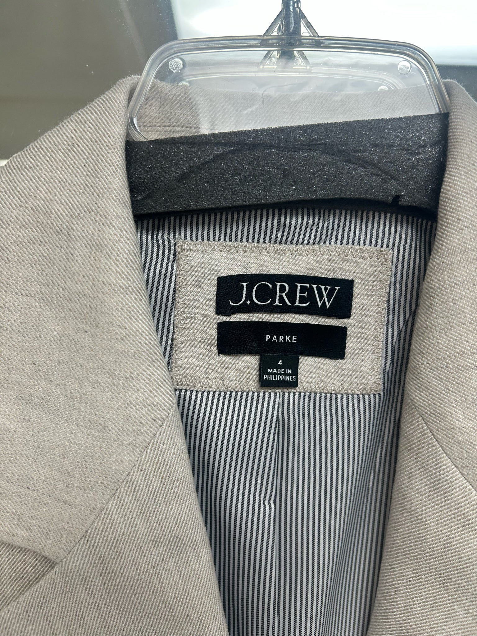 JCREW PARKE LINEN BLEND ECRU STRETCH SINGLE BUTTON BLAZER SIZE 4