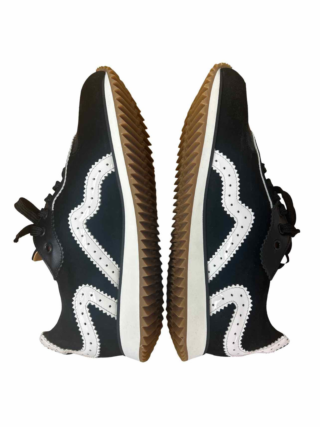 ANGELA SCOTT THE REMI BLACK LEATHER AND BROGUE SNEAKER SIZE: 40