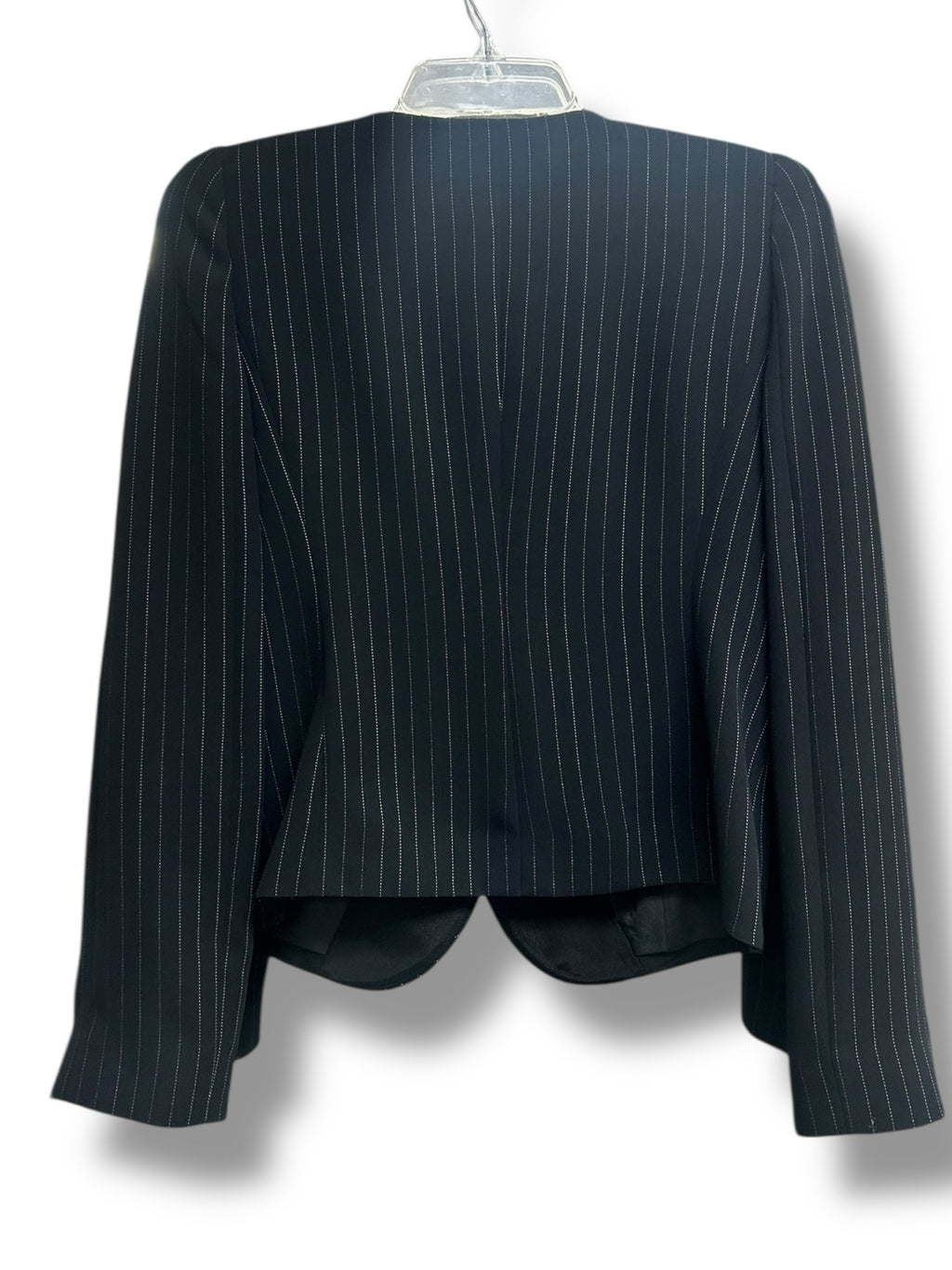 ARMANI COLLEZIONI PIN STRIPED CROPPED BLACK WHITE BLAZER JACKET SIZE US 6