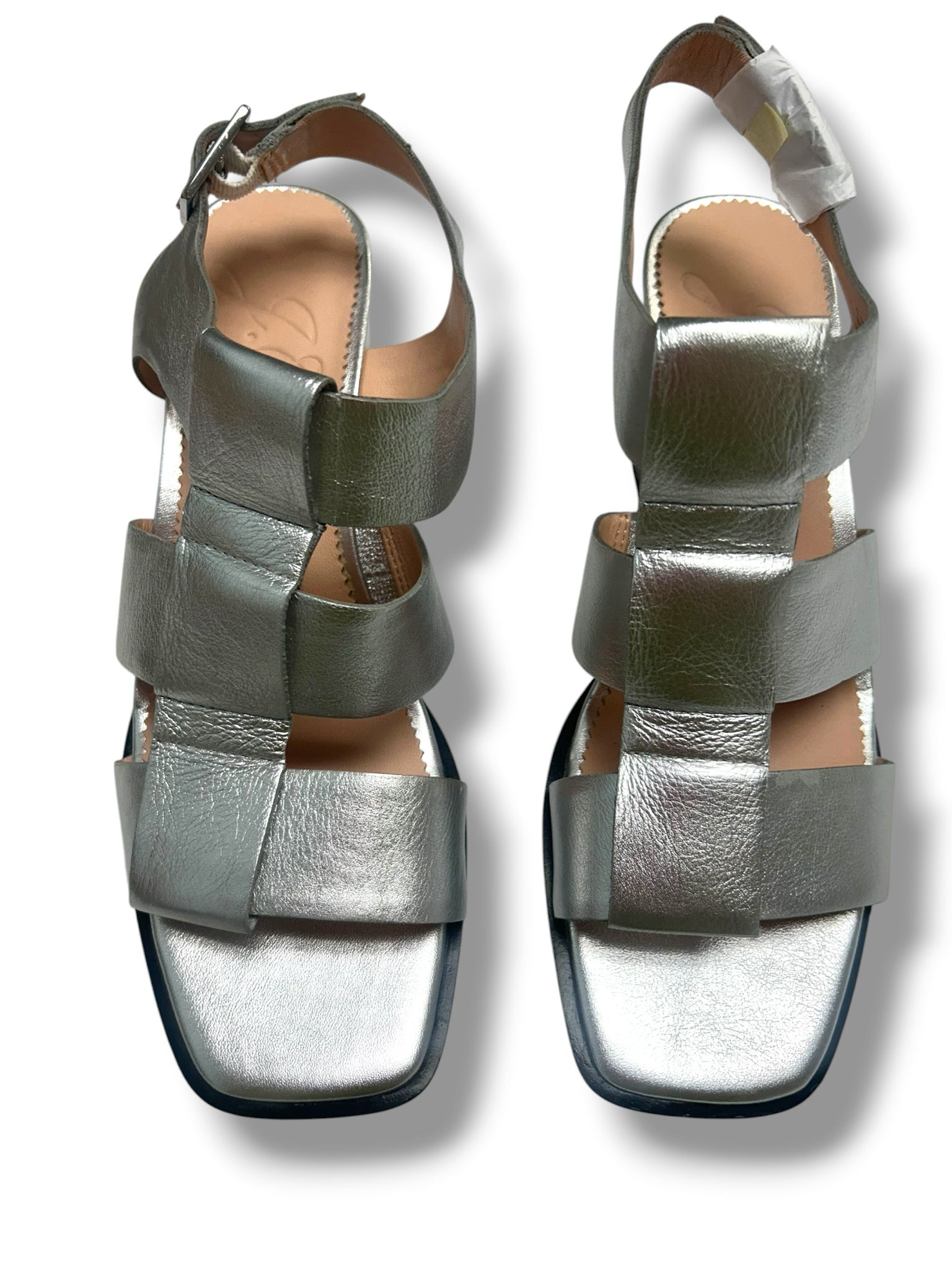 NEW IN BOX J.CREW METALLIC DYLAN FISHERMAN SILVER HEEL SANDALS SIZE 8.5
