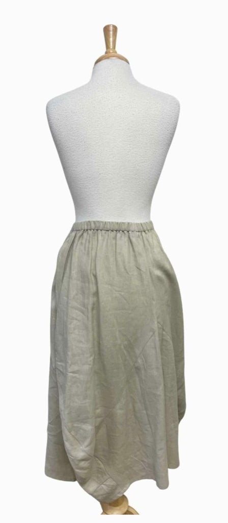 LAFAYETTE 148 LINEN OATMEAL MIDI SKIRT SIZE L