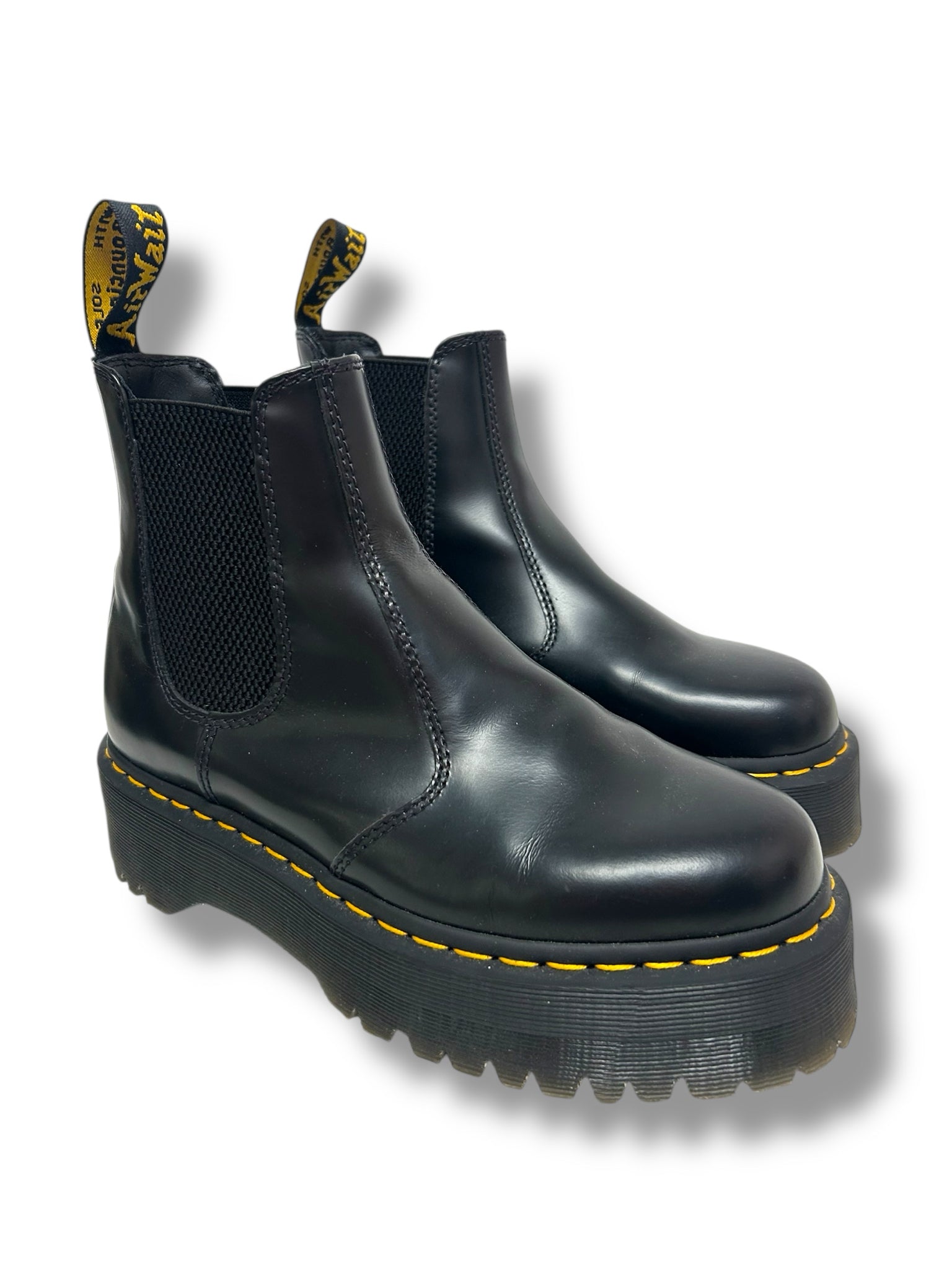 DR MARTENS 2976 SMOOTH LEATHER QUAD CHELSEA PLATFORM BOOTS SIZE 9